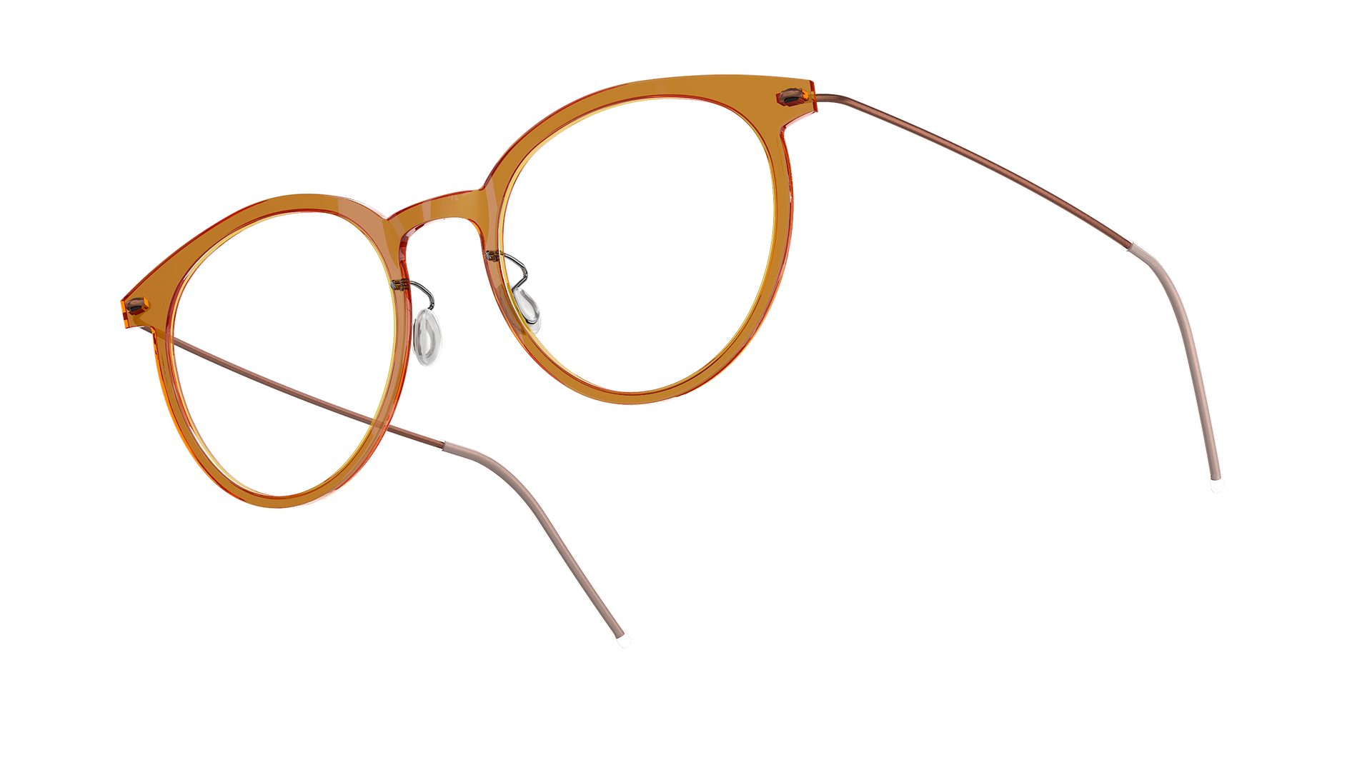 LINDBERG now titanium 6537 C09 panto shape glasses in a transparent orange colour