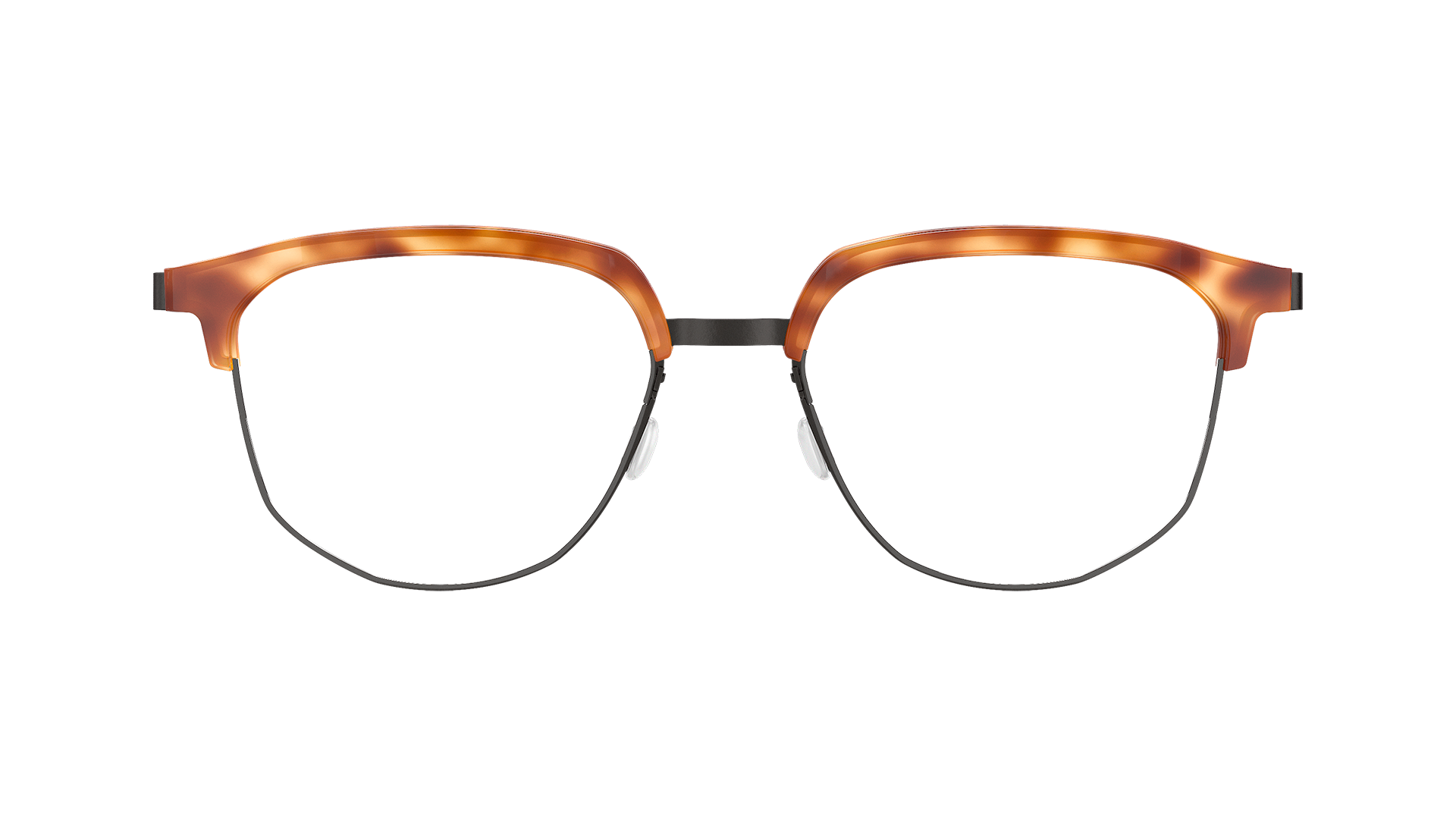LINBDERG strip titanium Model 9850 U9 black titanium glasses with light brown acetate half frame