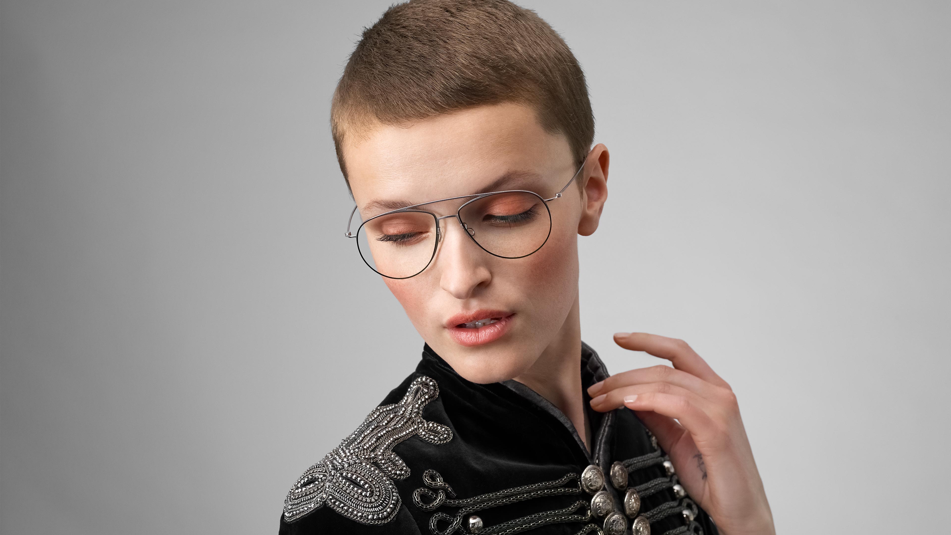 LINDBERG thintanium modern women’s titanium aviator glasses Model 5507 in silver colour P10