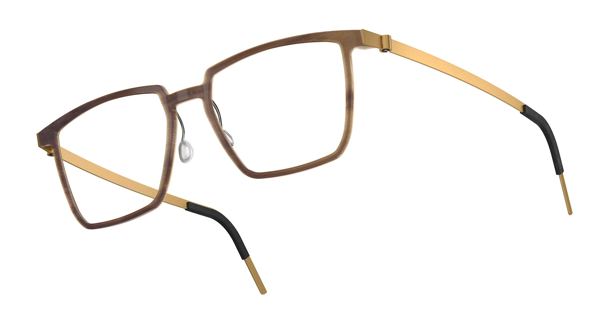 LINDBERG brown buffalo titanium glasses in Model 1844 H18 with GT gold tone temples