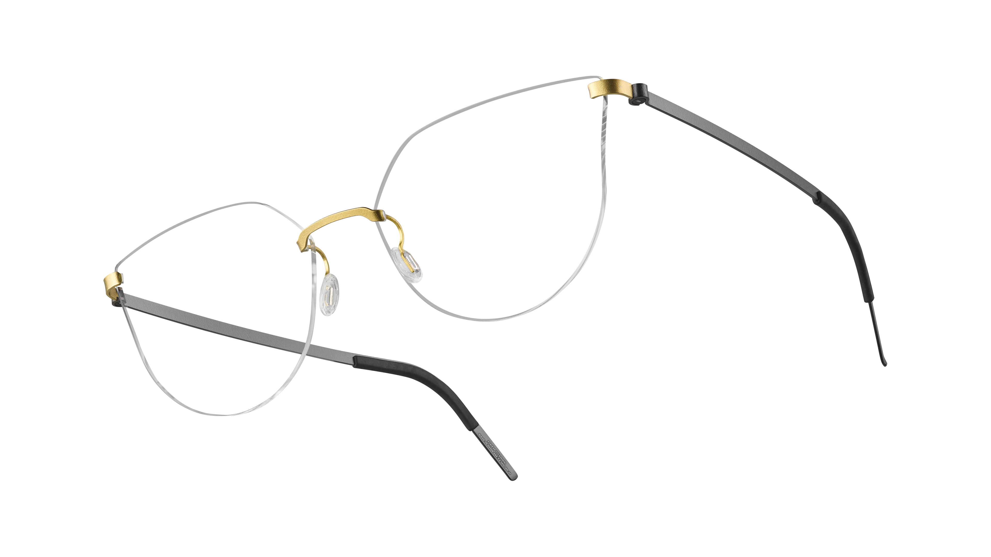 LINDBERG strip3p model 2330 titanium rimless glasses in U9 black colour