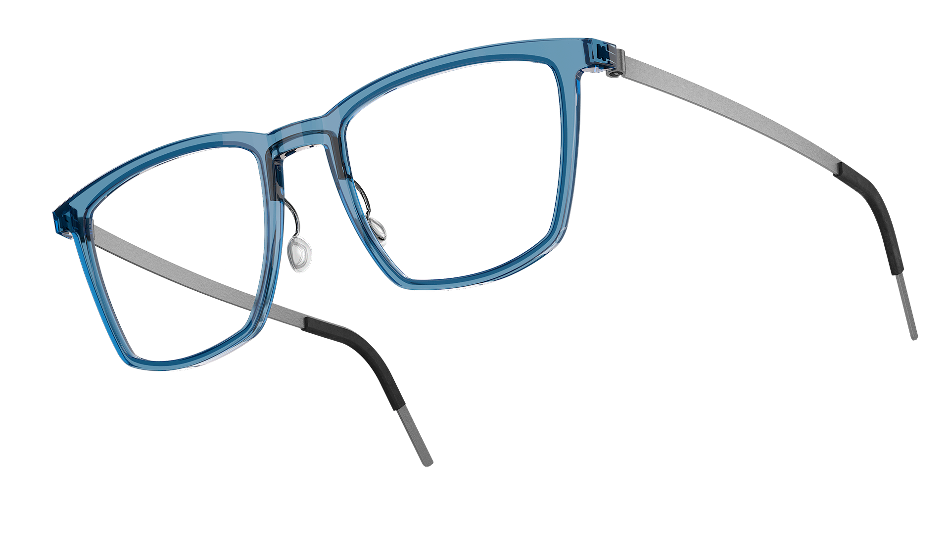 LINDBERG acetanium Model 1260 AI37 acetate and titanium glasses in a transparent blue colour