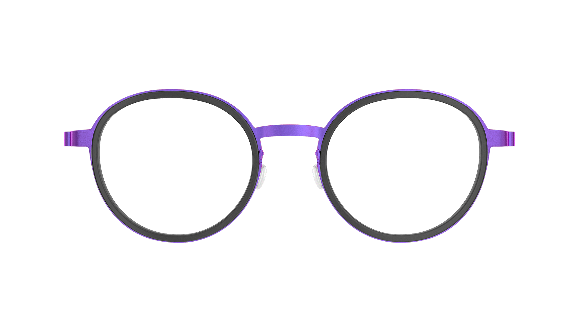LINDBERG strip titanium, Modell 9752, runde Brille in Lila mit schwarzer Innenfassung