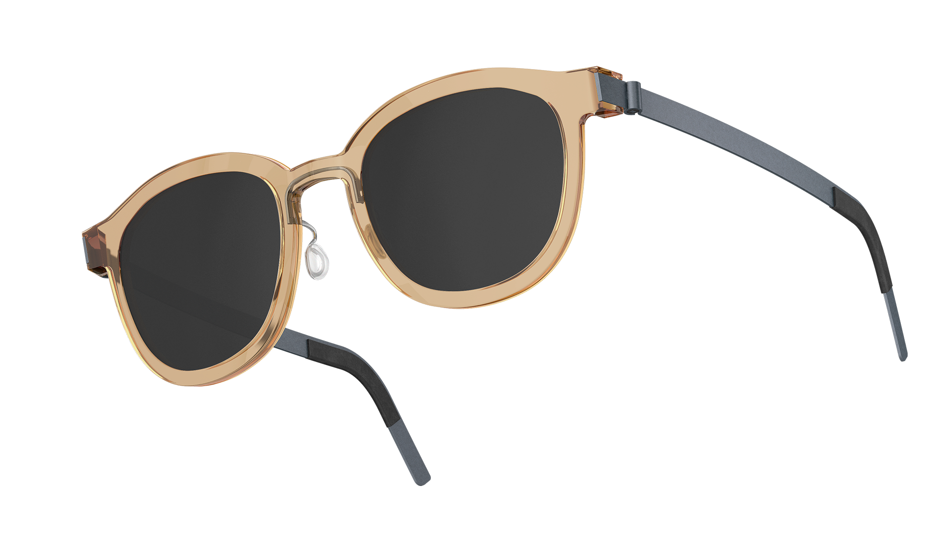 LINDBERG Model 8590 transparent frame panto shape sunglasses with temples made of titanium