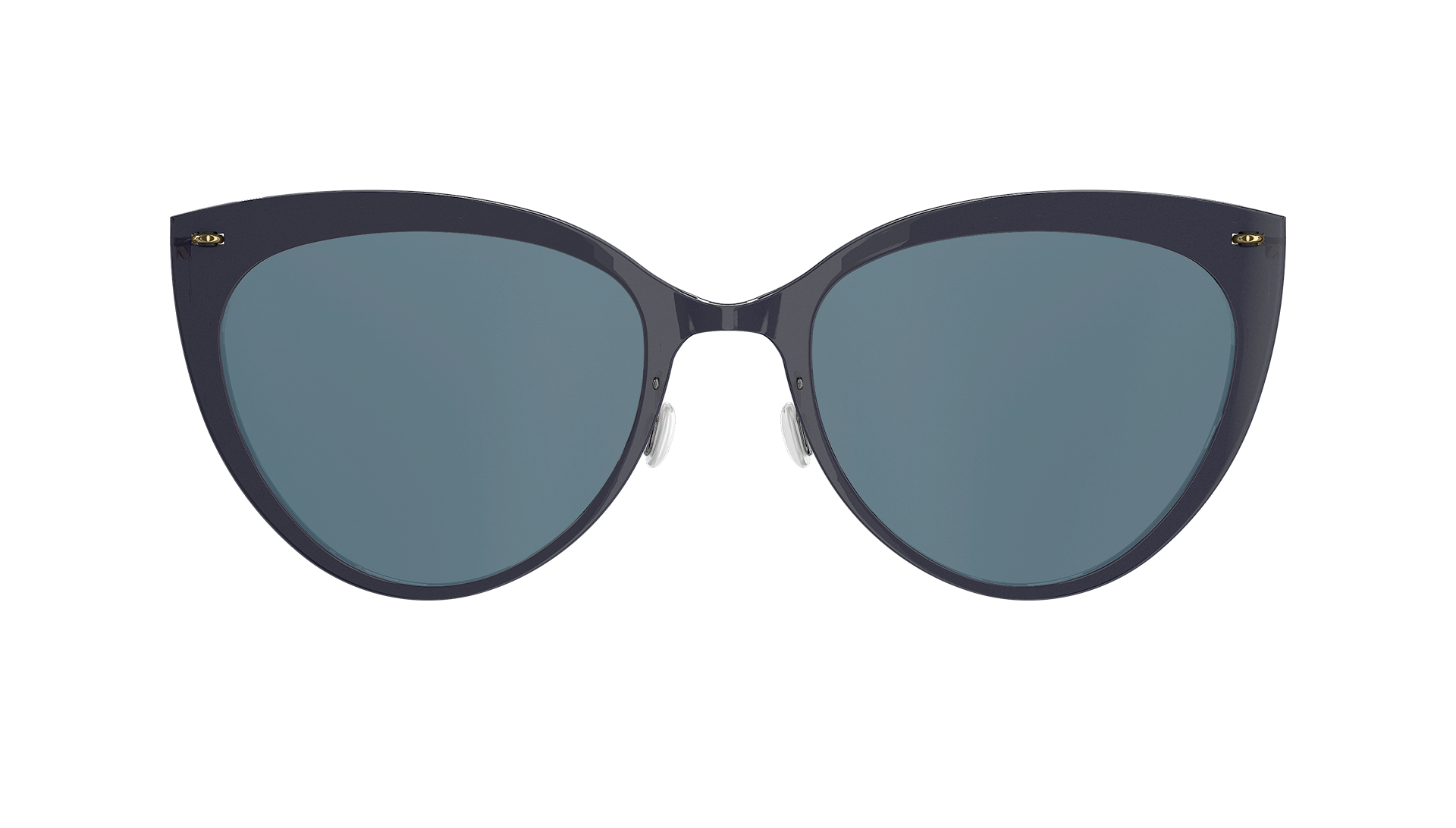 LINDBERG now Model 8311 black sunglasses featuring a cat eye shape with blue grey tinted lenses