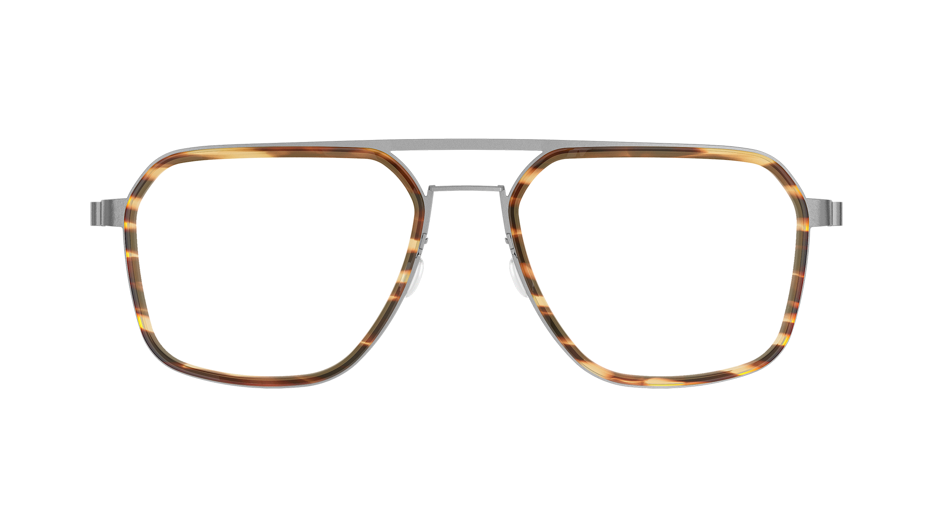 LINDBERG strip, Modell 9753, silberne Titanbrille mit Doppelsteg und abgerundeten Ecken