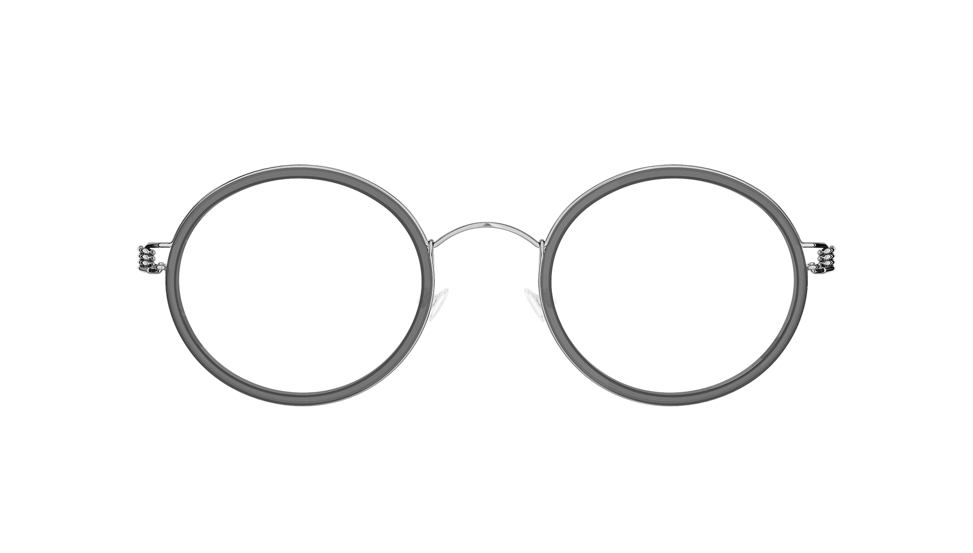 LINDBERG Model Cameron round titanium semi-transparent black rim glasses in silver P10