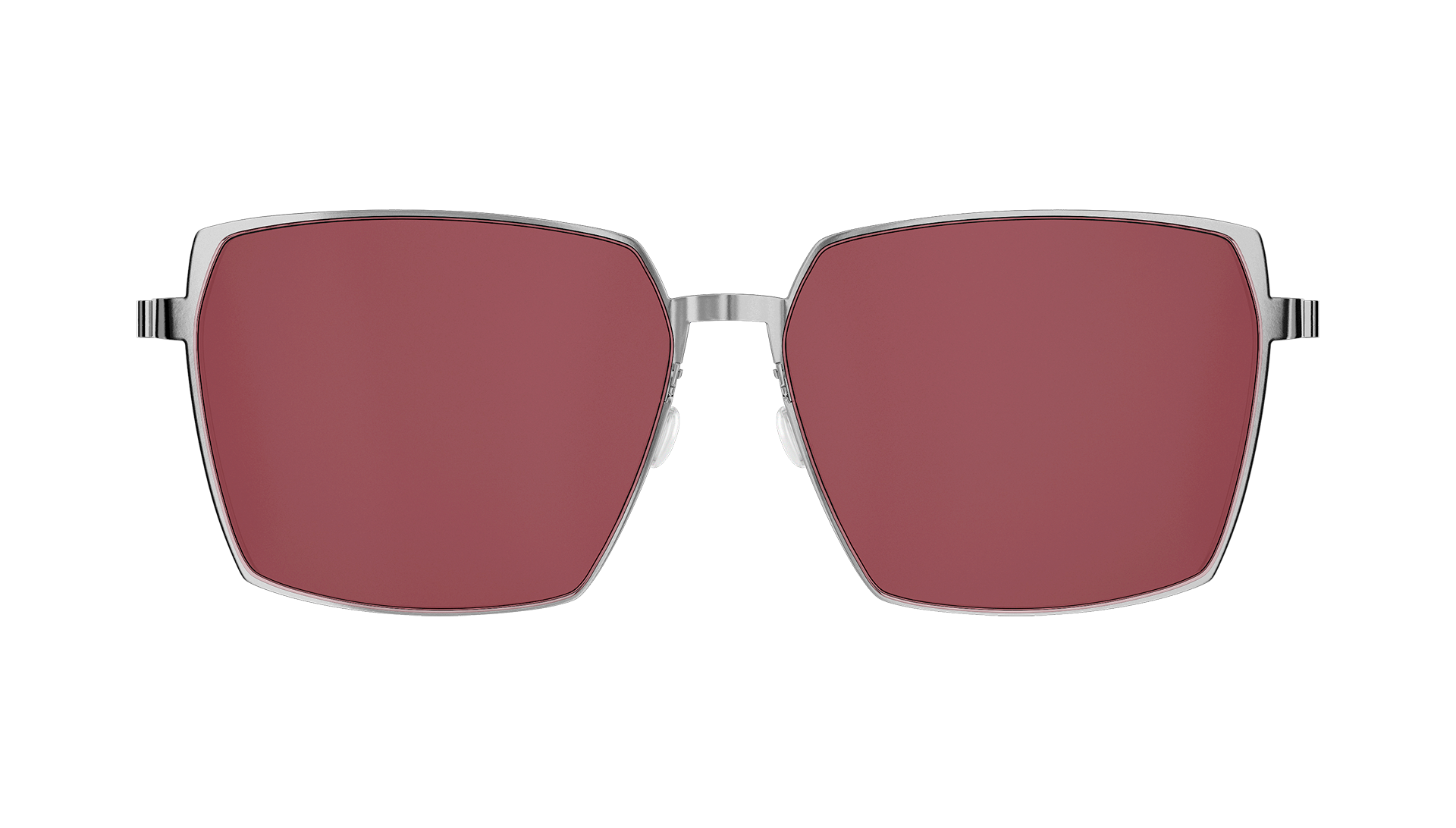 LINDBERG sun Model 8907 silver square shape titanium sunglasses with red tinted lenses