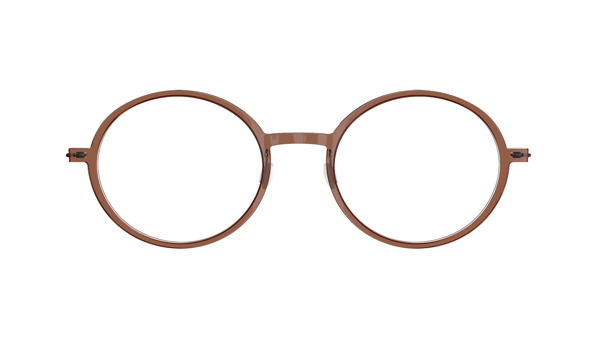 LINDBERG now titanium semi-transparent brown glasses Model 6523 in a round shape