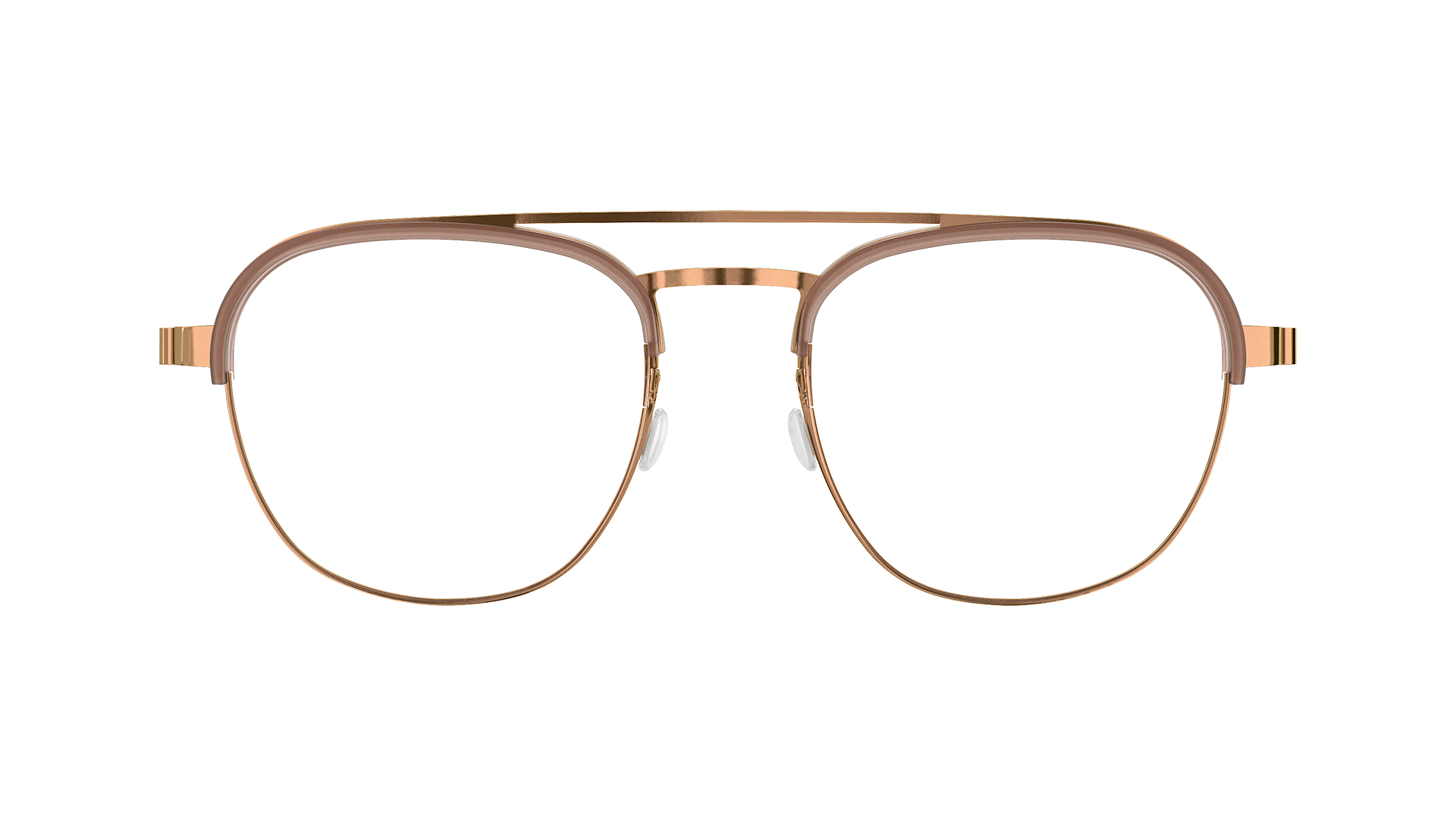 LINDBERG strip Model 9848 P60 brown titanium glasses with half rim inner acetate