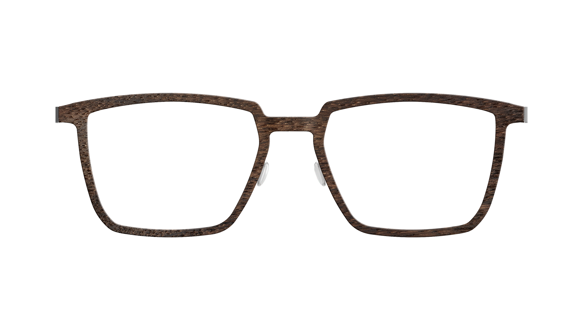 LINDBERG-Modell 1844 WB11 10, dunkelbraune Brille aus Holz und Büffelhorn mit eckigen Gläsern und Titanbügeln