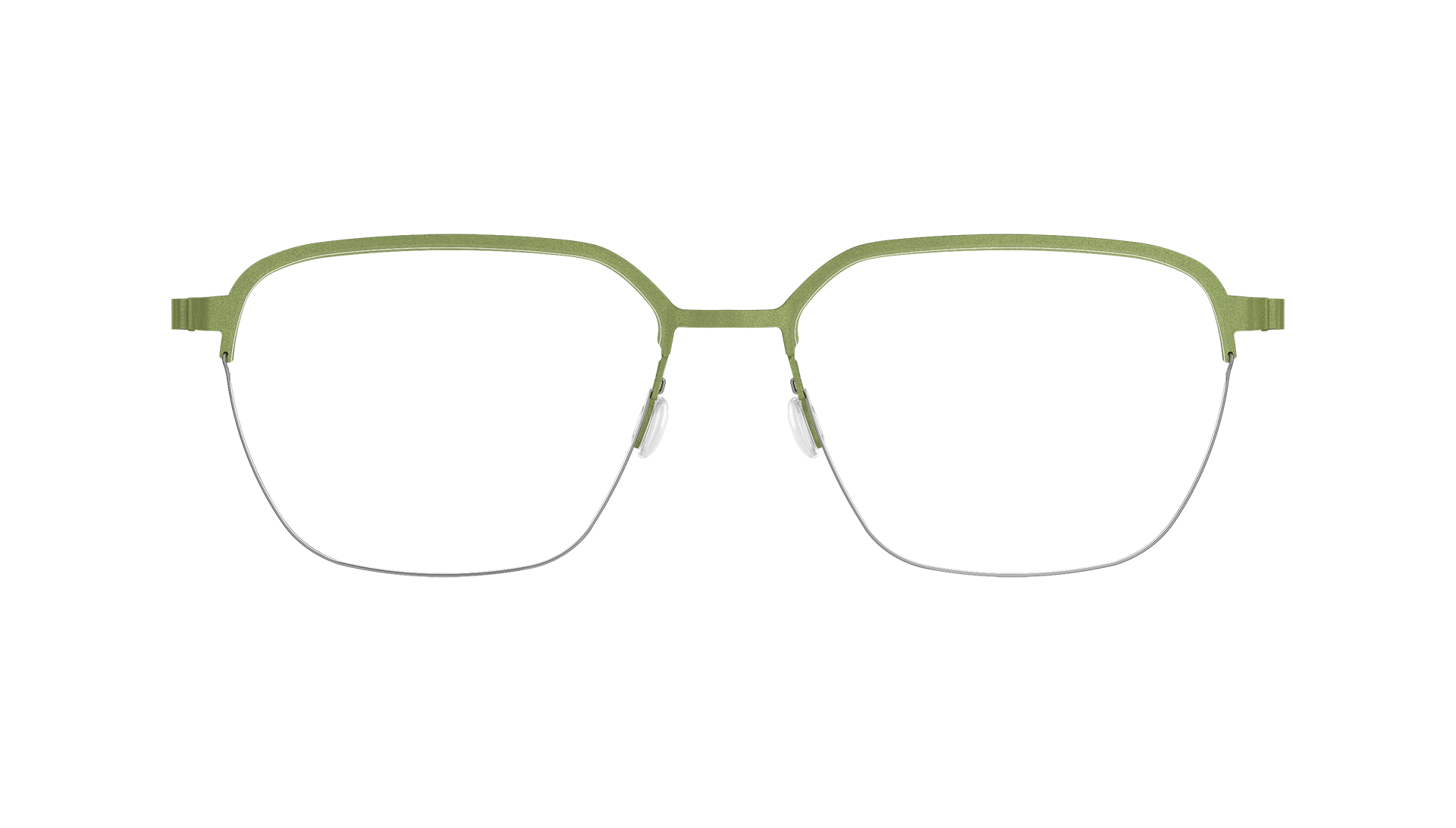 LINDBERG spirit titanium Model 7423 U34 green half rim glasses in a square shape