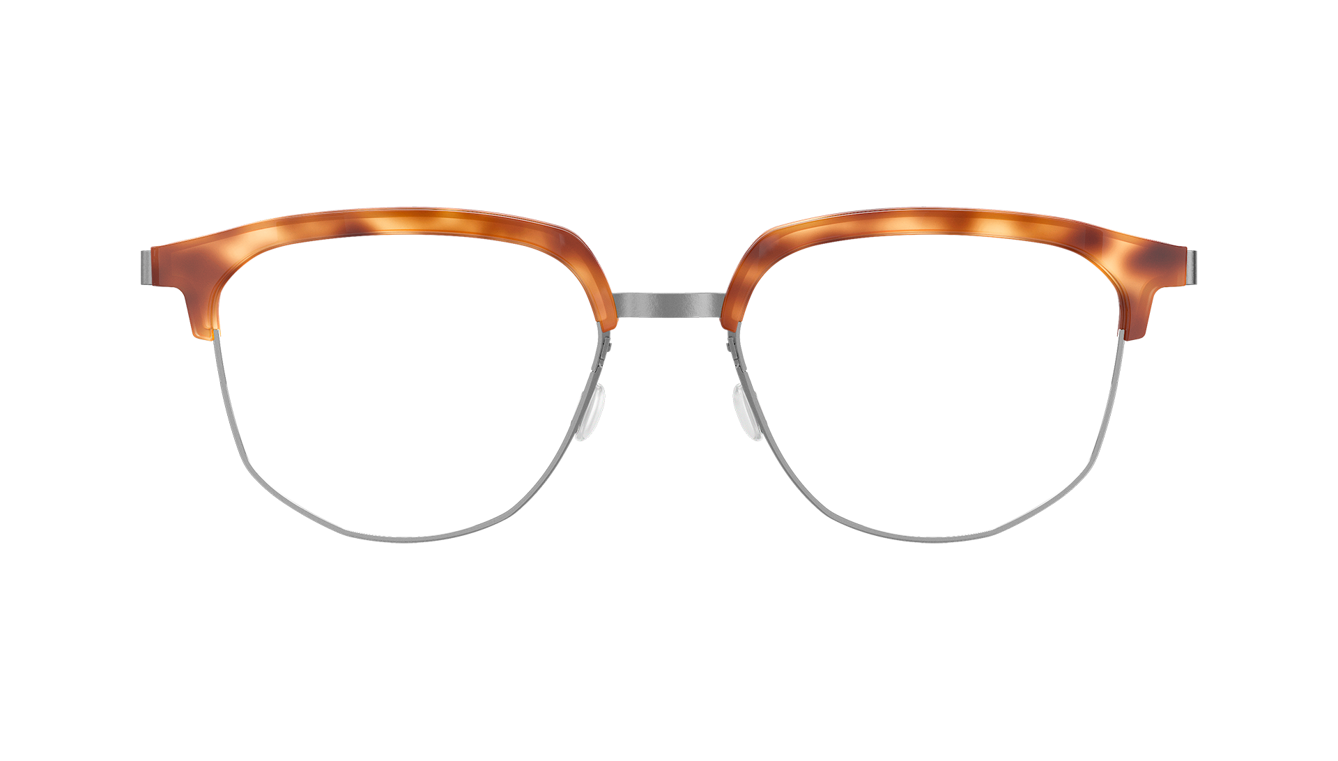 LINDBERG strip Model 9850 10 silver titanium glasses with light brown acetate upper half frame