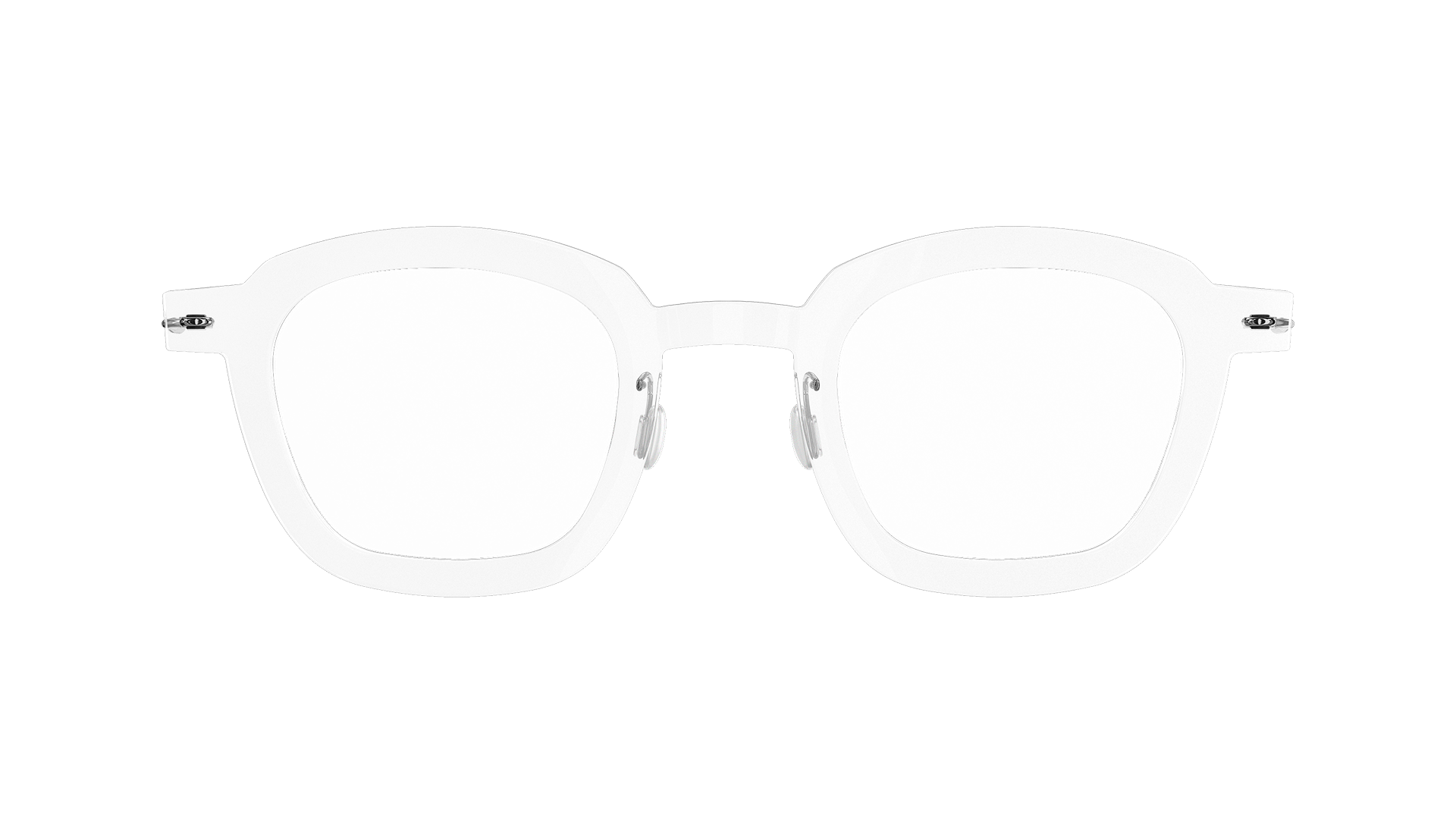 LINDBERG n.o.w., Modell 6587, transparente Brille mit abgerundeten Ecken und silbernen Titanakzenten