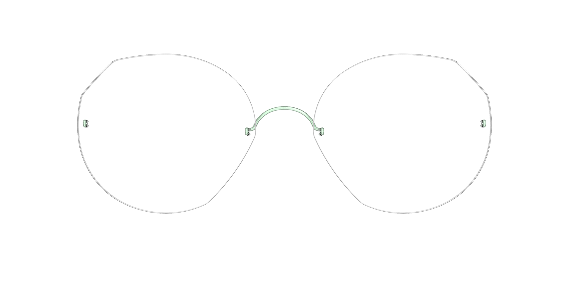 LINDBERG spirit titanium, Modell 2321, randlose Brille mit runden Gläsern und Titanbügeln und Steg in Grün