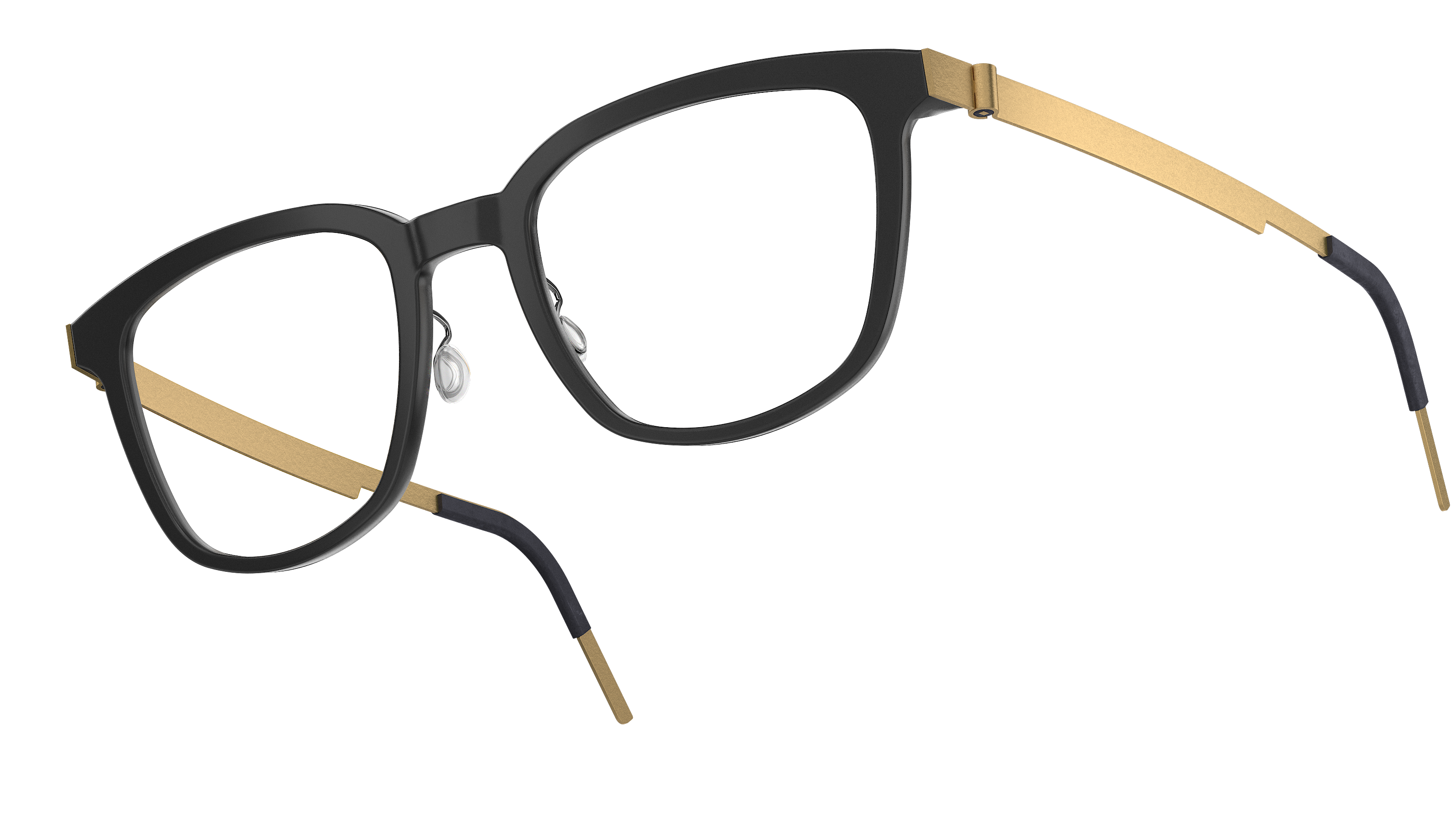 LINDBERG acetanium, Modell 1262, Brille mit schwarzer Acetatfassung und Bügeln in Gold GT