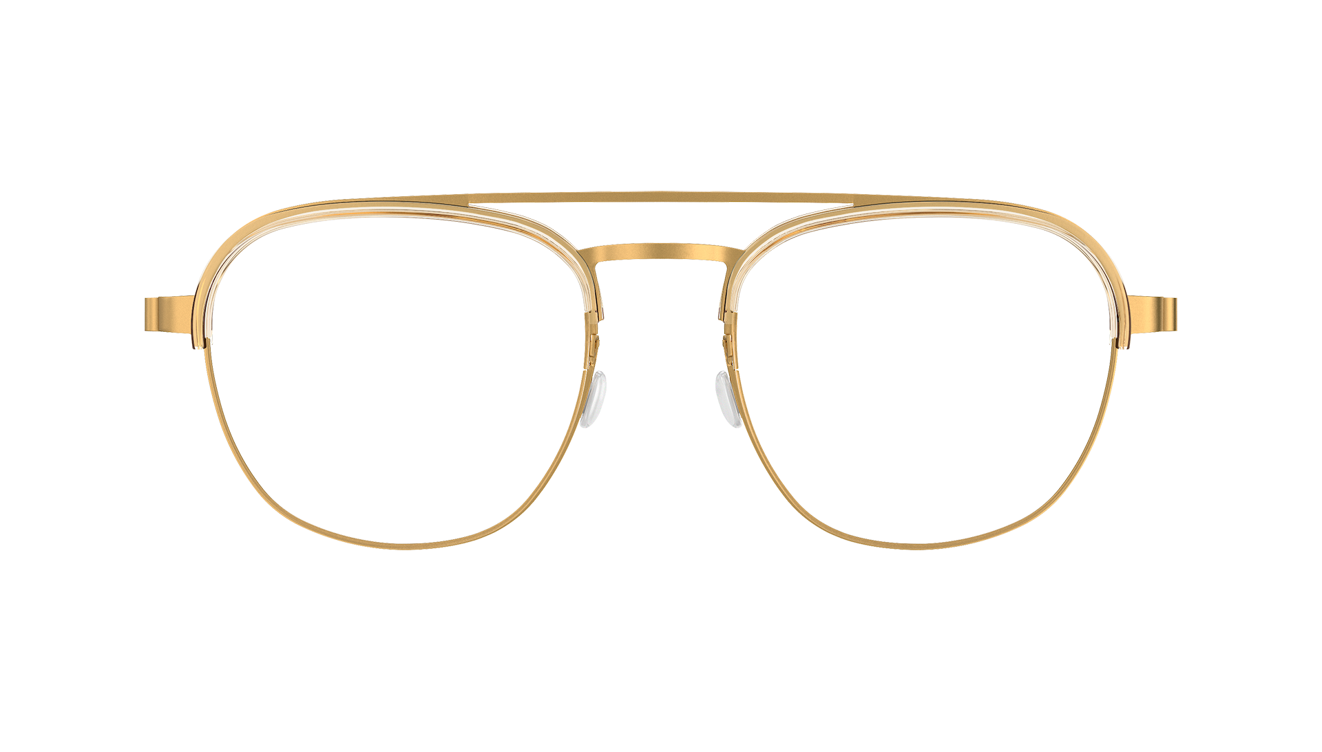LINDBERG strip titanium Model 9848 GT gold tone double bar bridge glasses with acetate inner half rim