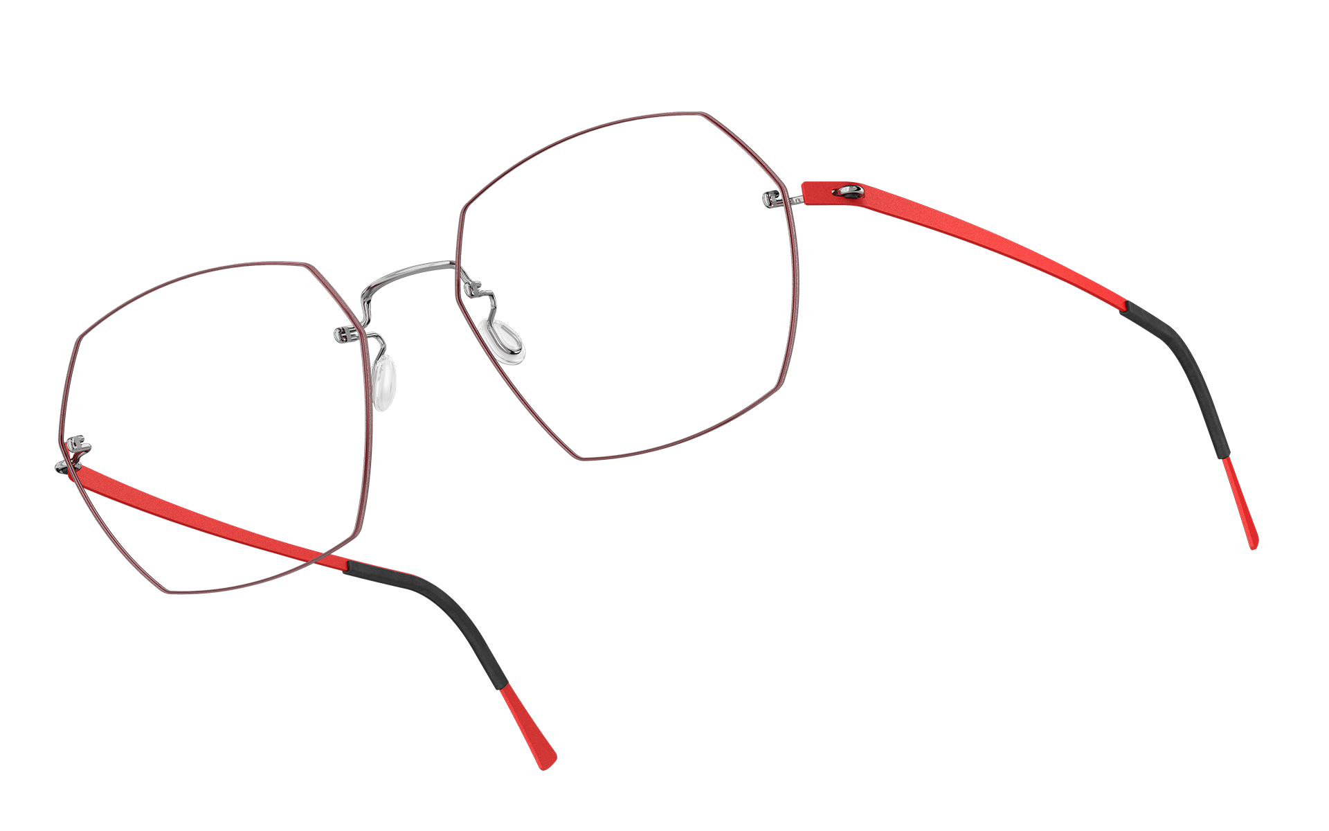 LINDBERG titanium rectangle glasses model 2442 in red colour U33