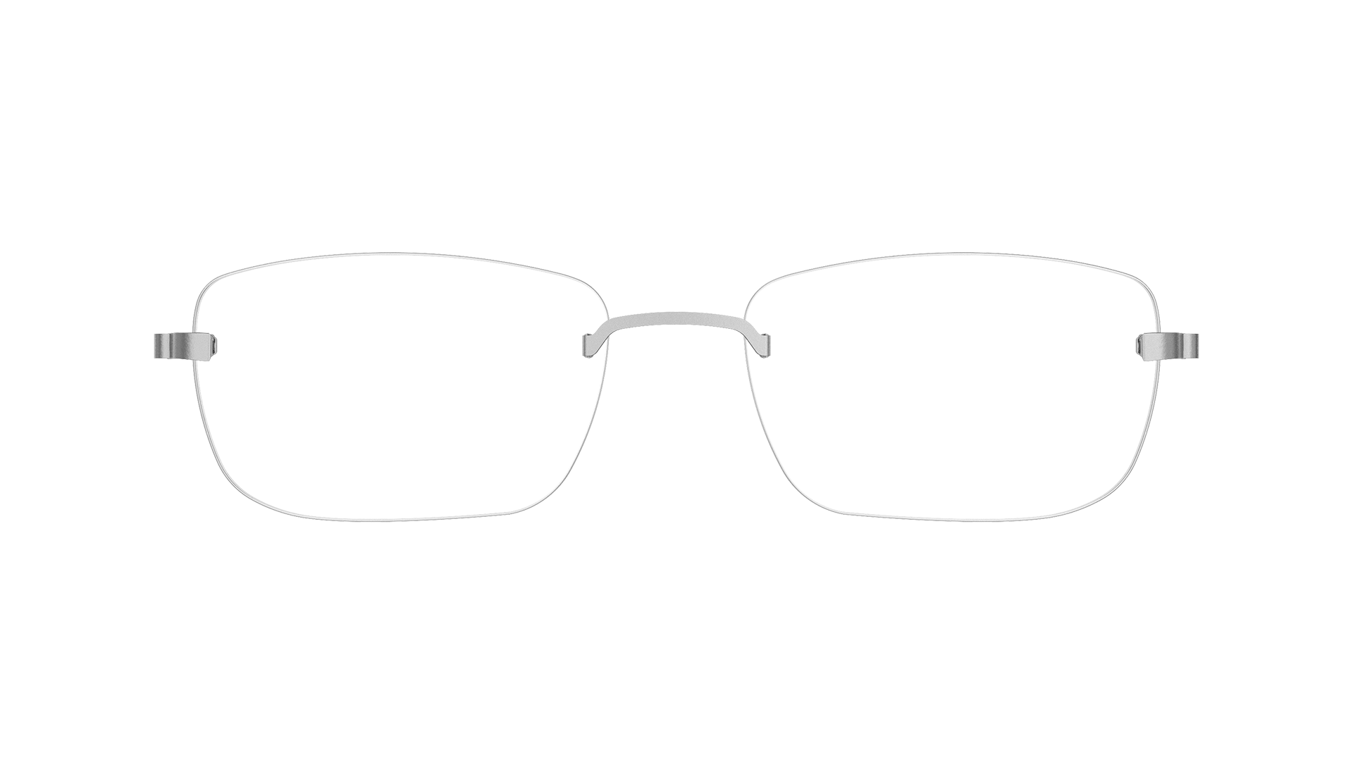 LINDBERG strip3p, Modell 2450, randlose Brille mit rechteckigen Gläsern und Titanbügeln und -steg in Silber