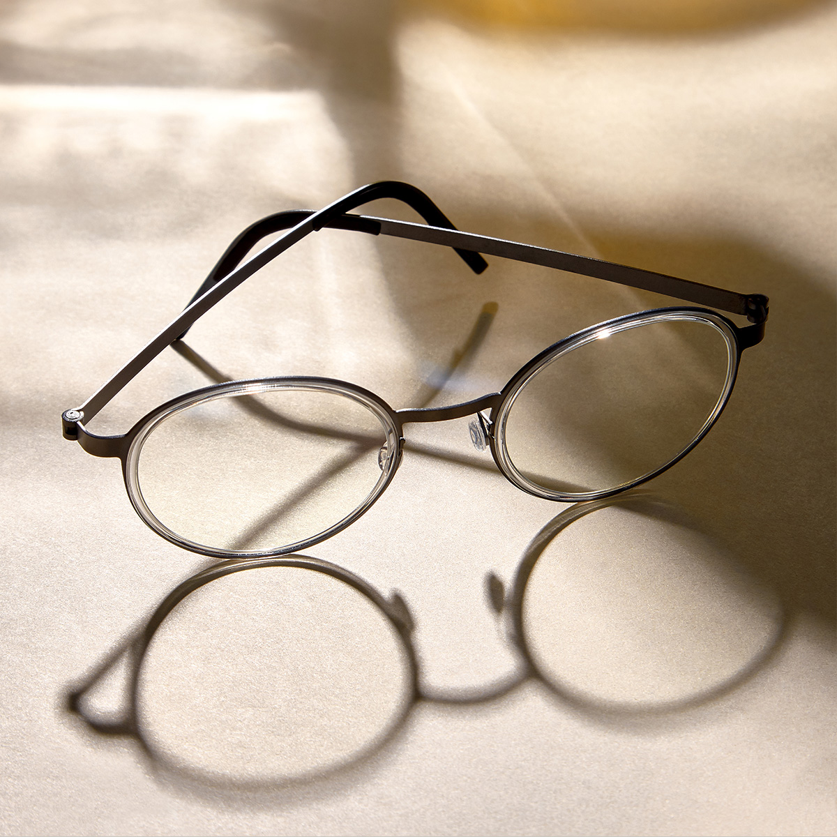 LINDBERG strip titanium Model 9752 rounded glasses with transparent inner rim