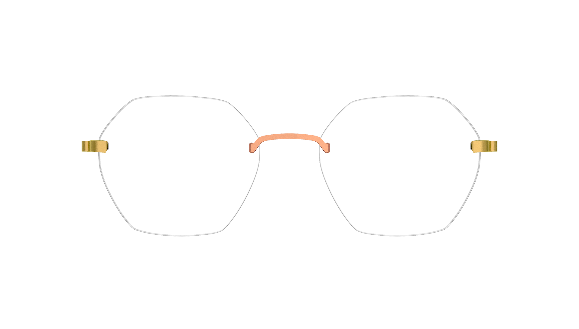 LINDBERG strip3p, Modell 2445, randlose Brille aus Titan mit sechseckigen Gläsern
