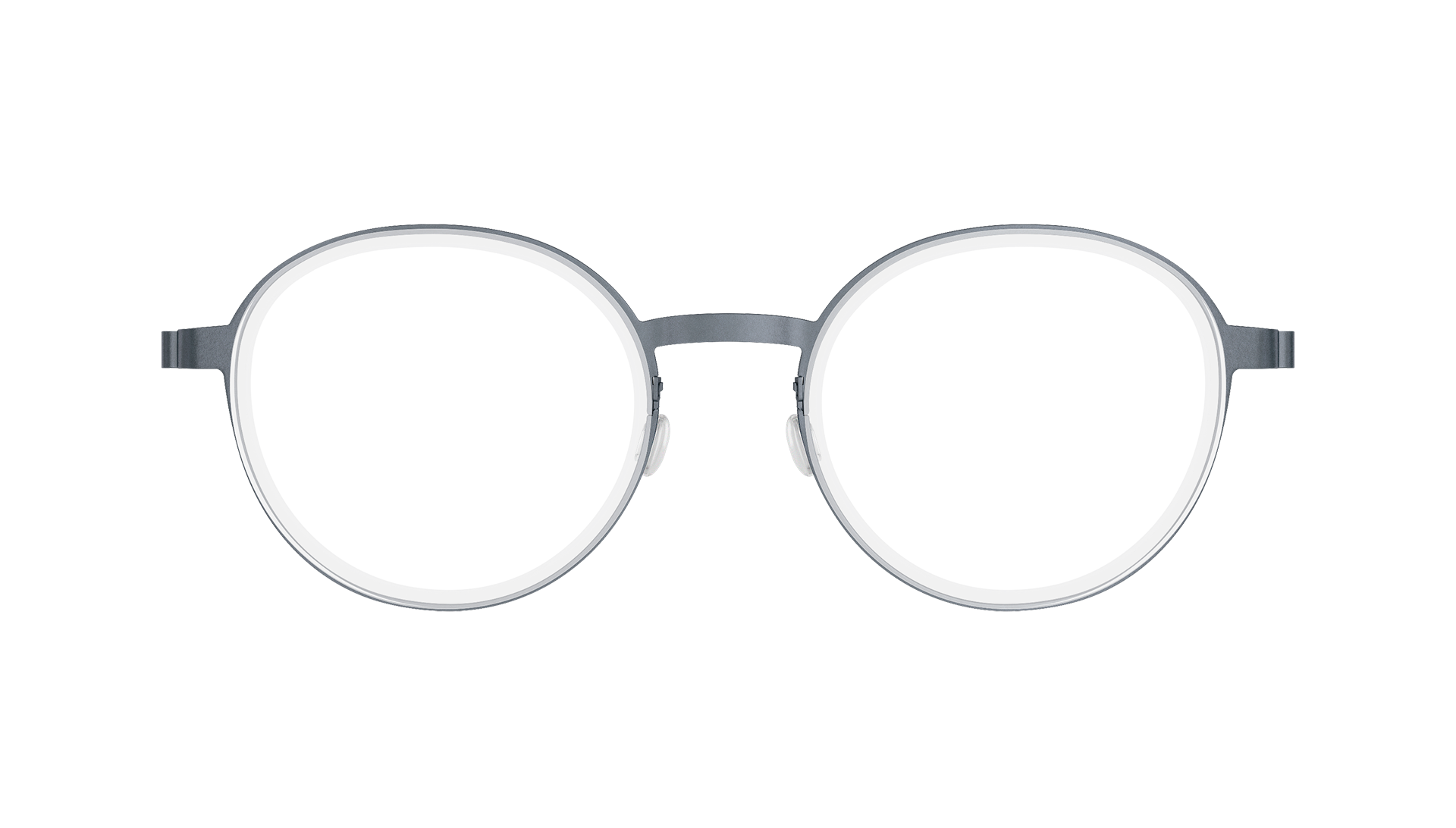 LINDBERG strip titanium Model 9752 round glasses in silver colour U16 with transparent inner rim