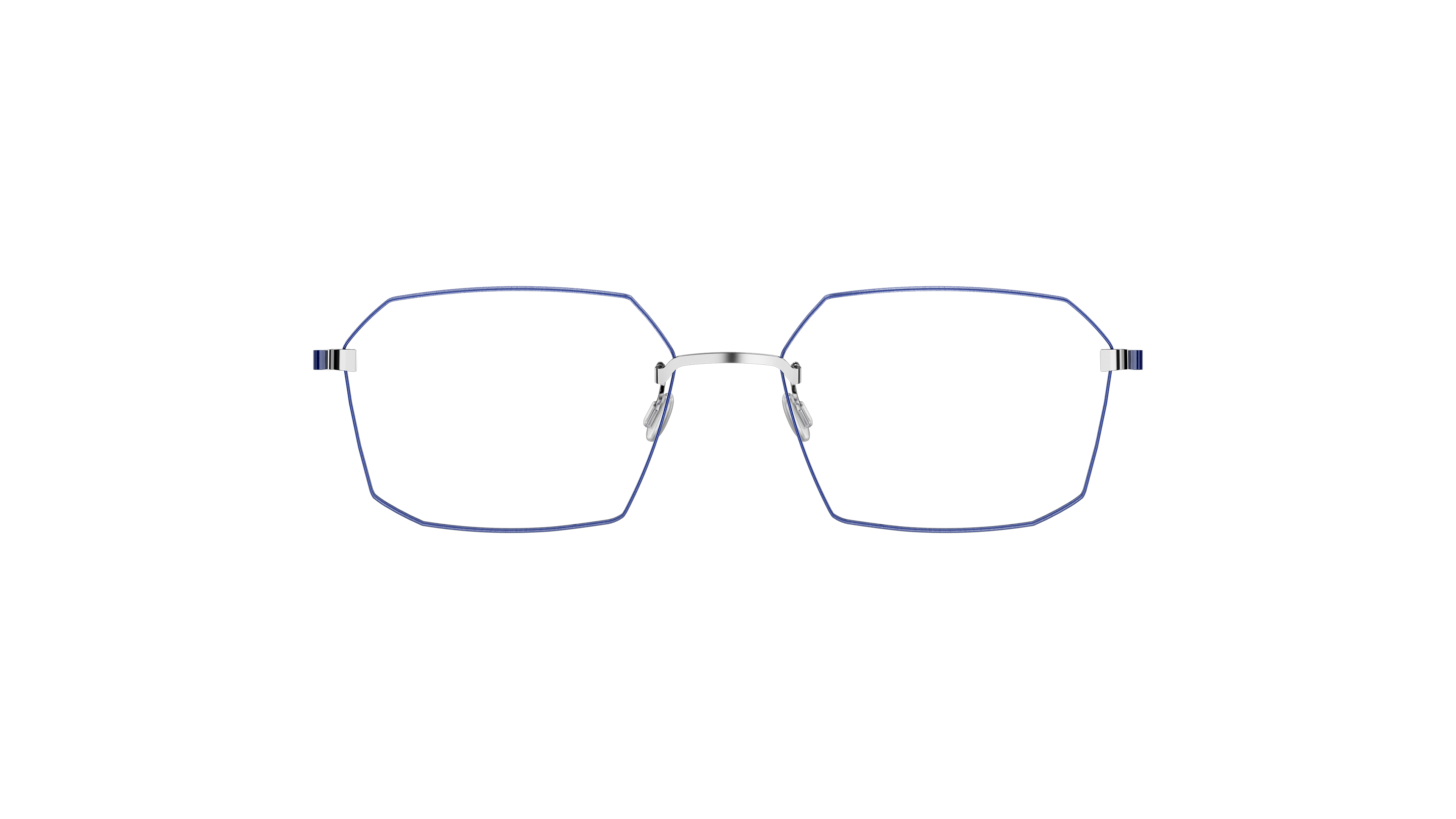 LINDBERG strip3p model 2424 titanium glasses with a geometric square shape in PU13 blue colour