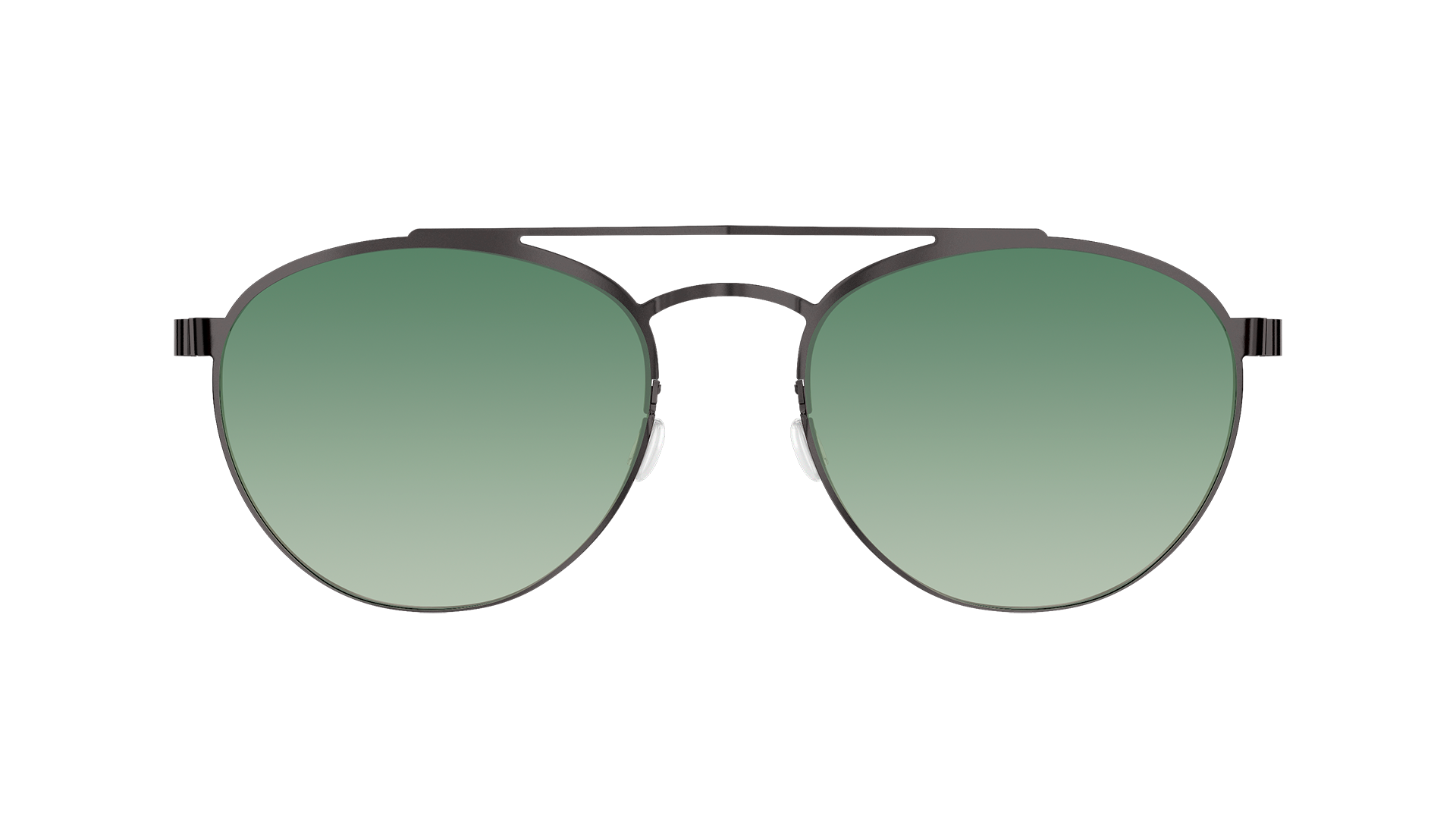 LINDBERG sun titanium Model 8582 modern double bar round sunglasses with green tinted lenses