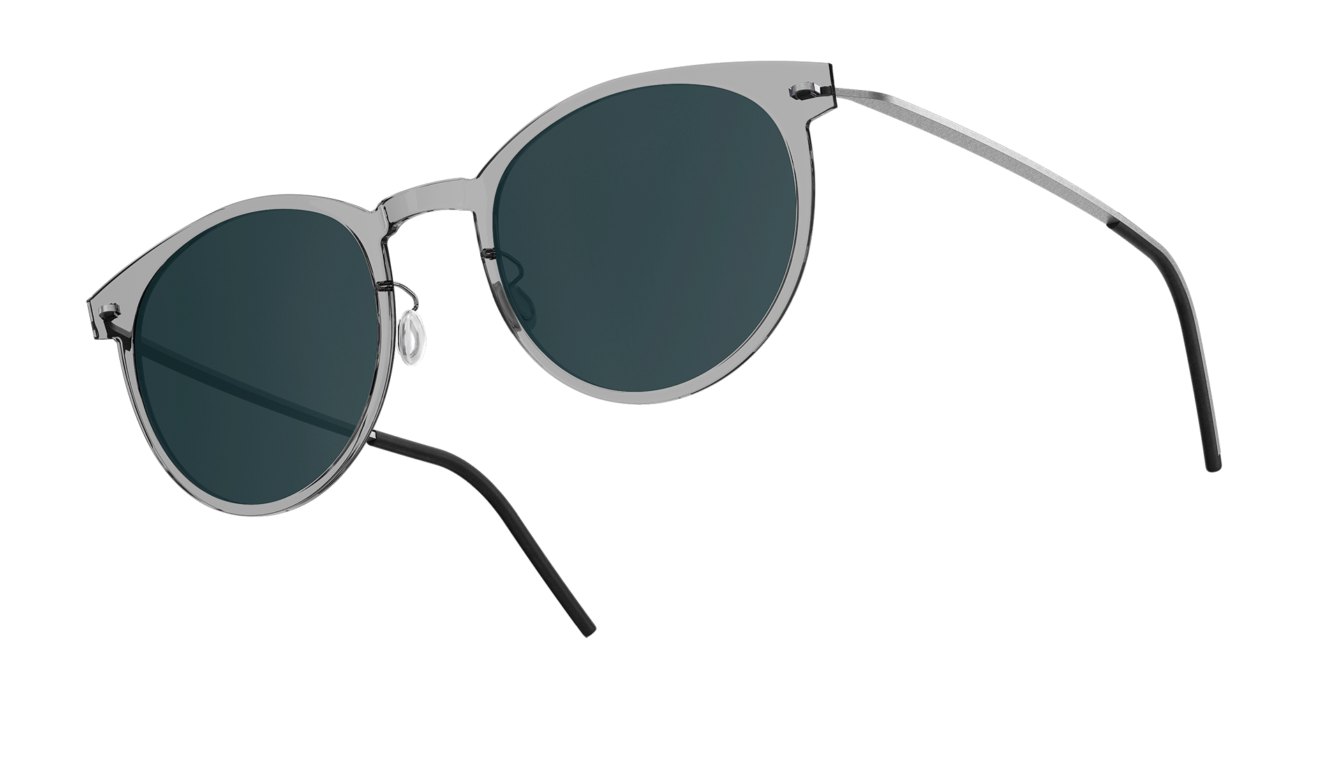 LINDBERG sun titanium, Modell 8310, graue Sonnenbrille mit transparenter Fassung und getönten Gläsern in Blaugrau SL43