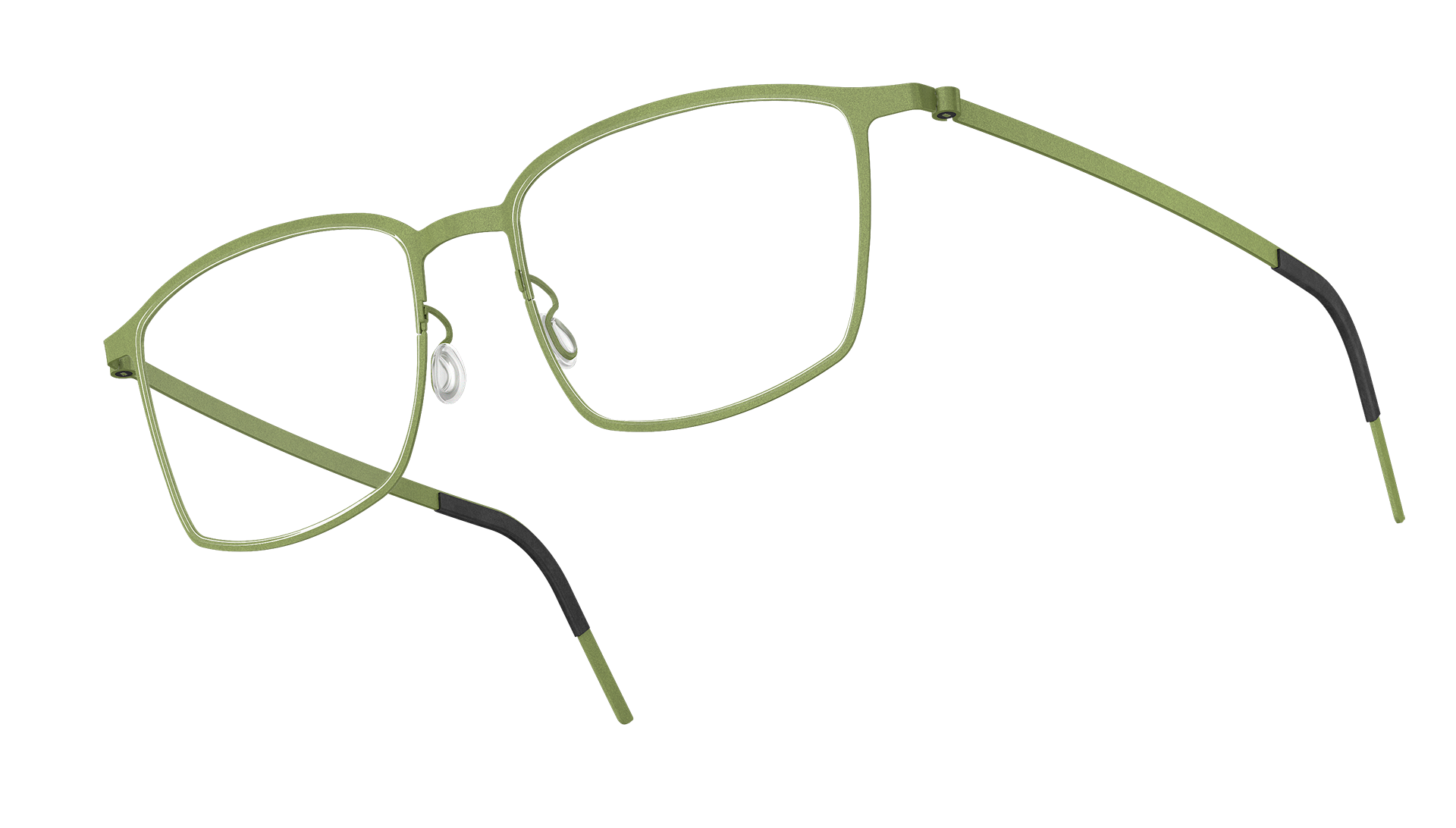 LINDBERG strip, Modell 9619 U34, rechteckige, grüne Titanbrille mit schmalem Rand und abgerundeten Ecken