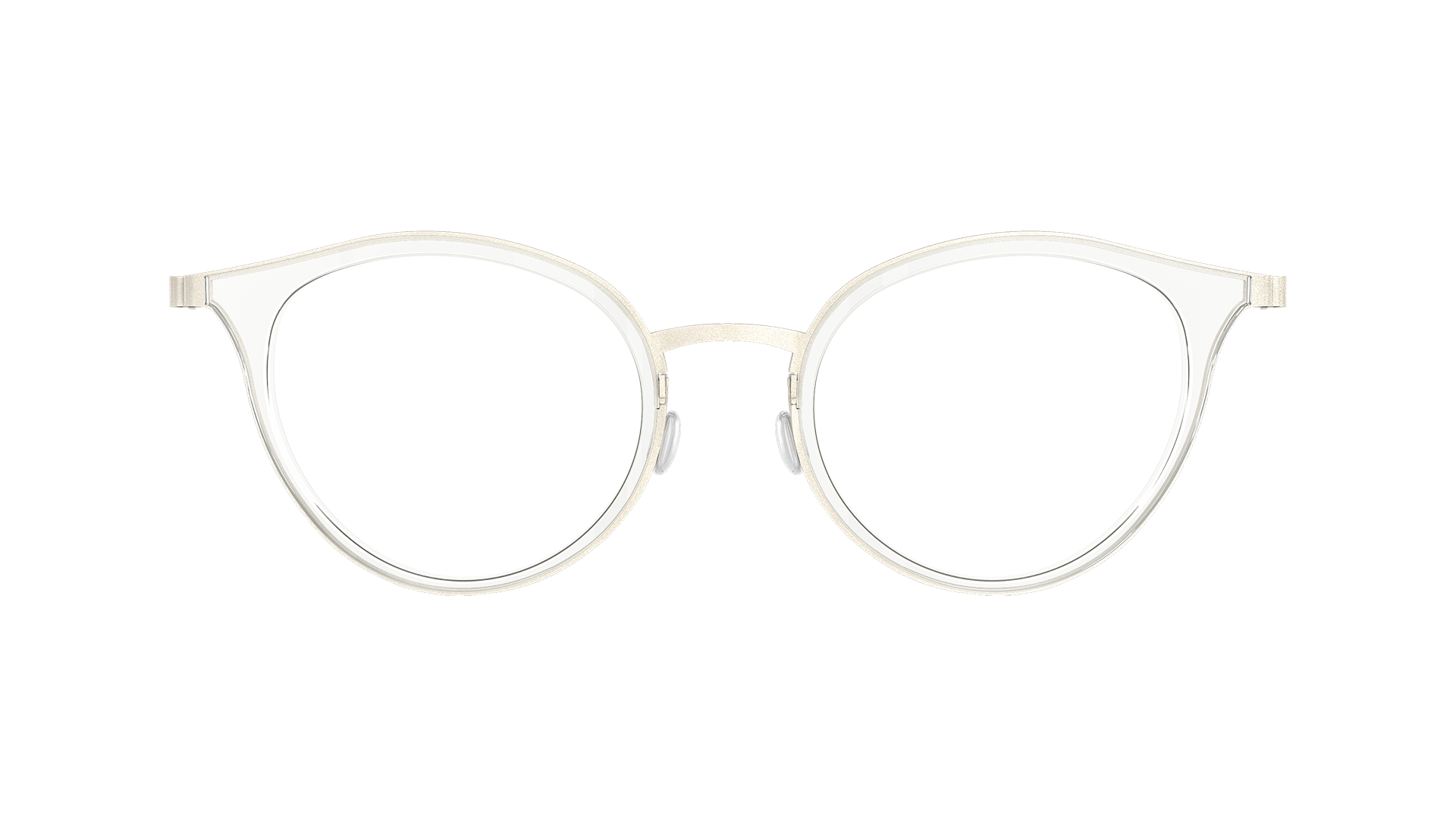 LINDBERG strip, Modell 9728, silberne Titanbrille im Cateye-Stil mit transparenter Front