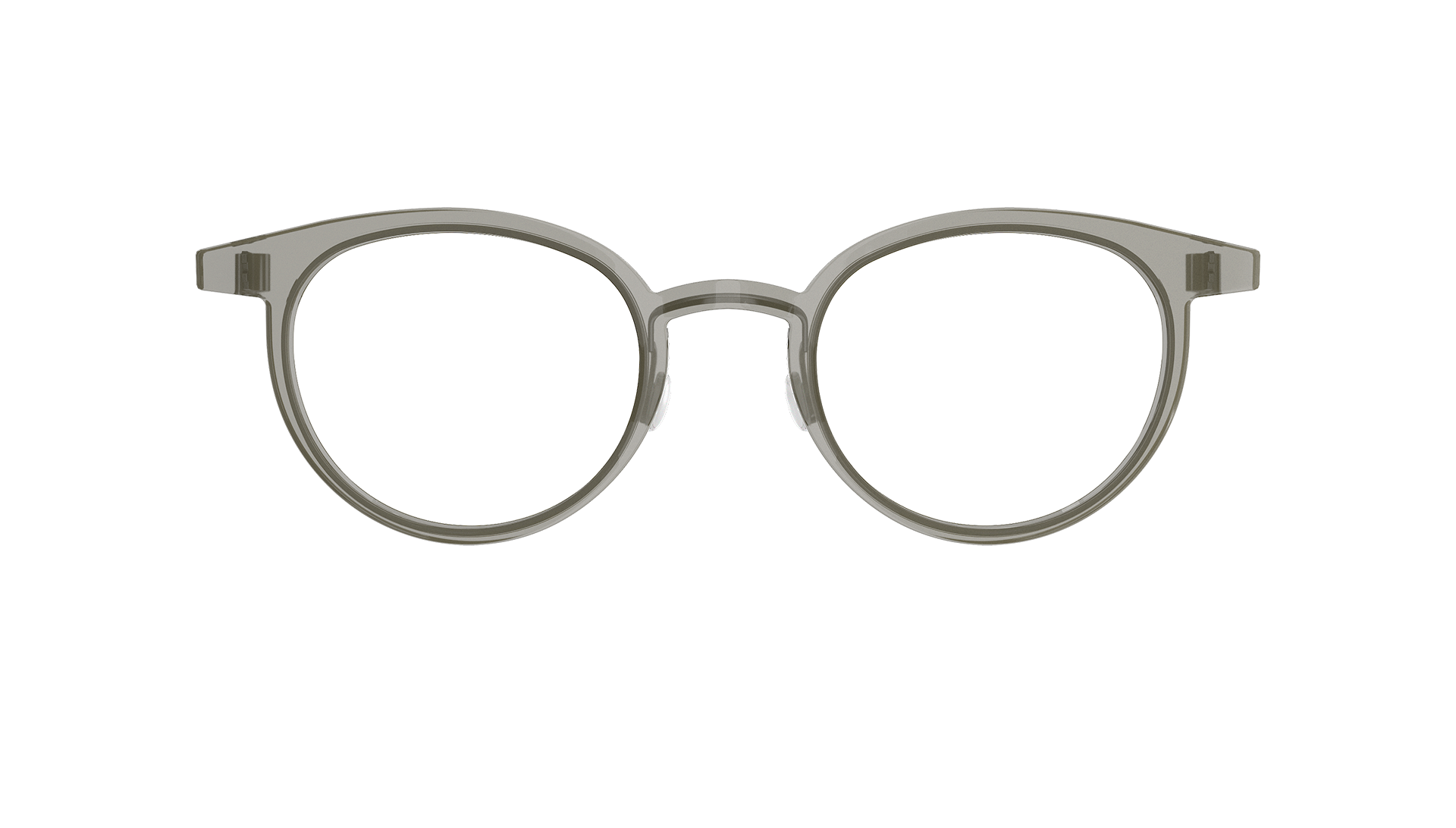 LINDBERG acetanium, Modell 1040 AI65, Brille mit Acetatfassung in Transparent-Grau in klassischer Panto-Form