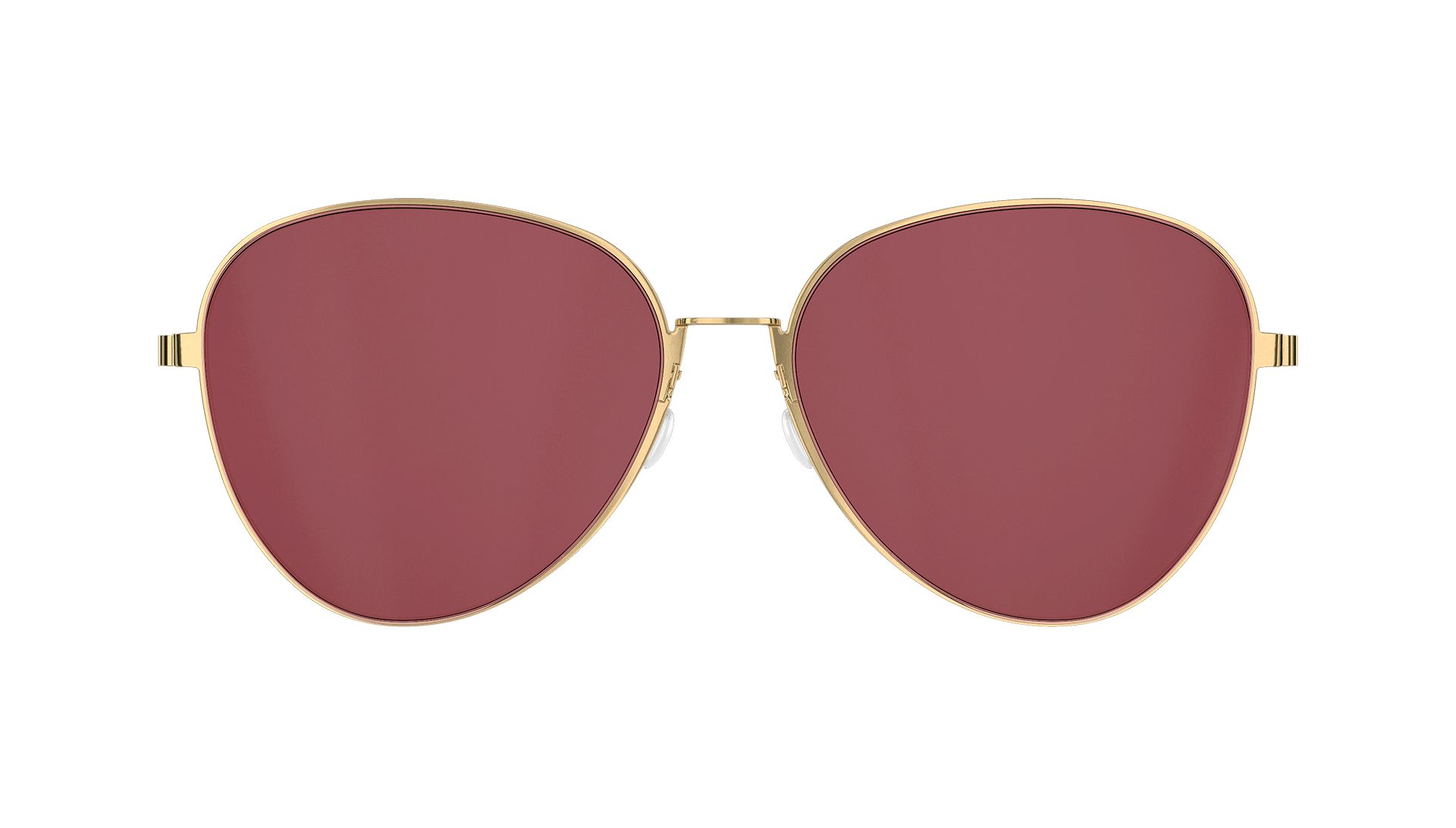 LINDBERG model 8908 gold aviator shaped sunglasses with burgundy tinted lenses