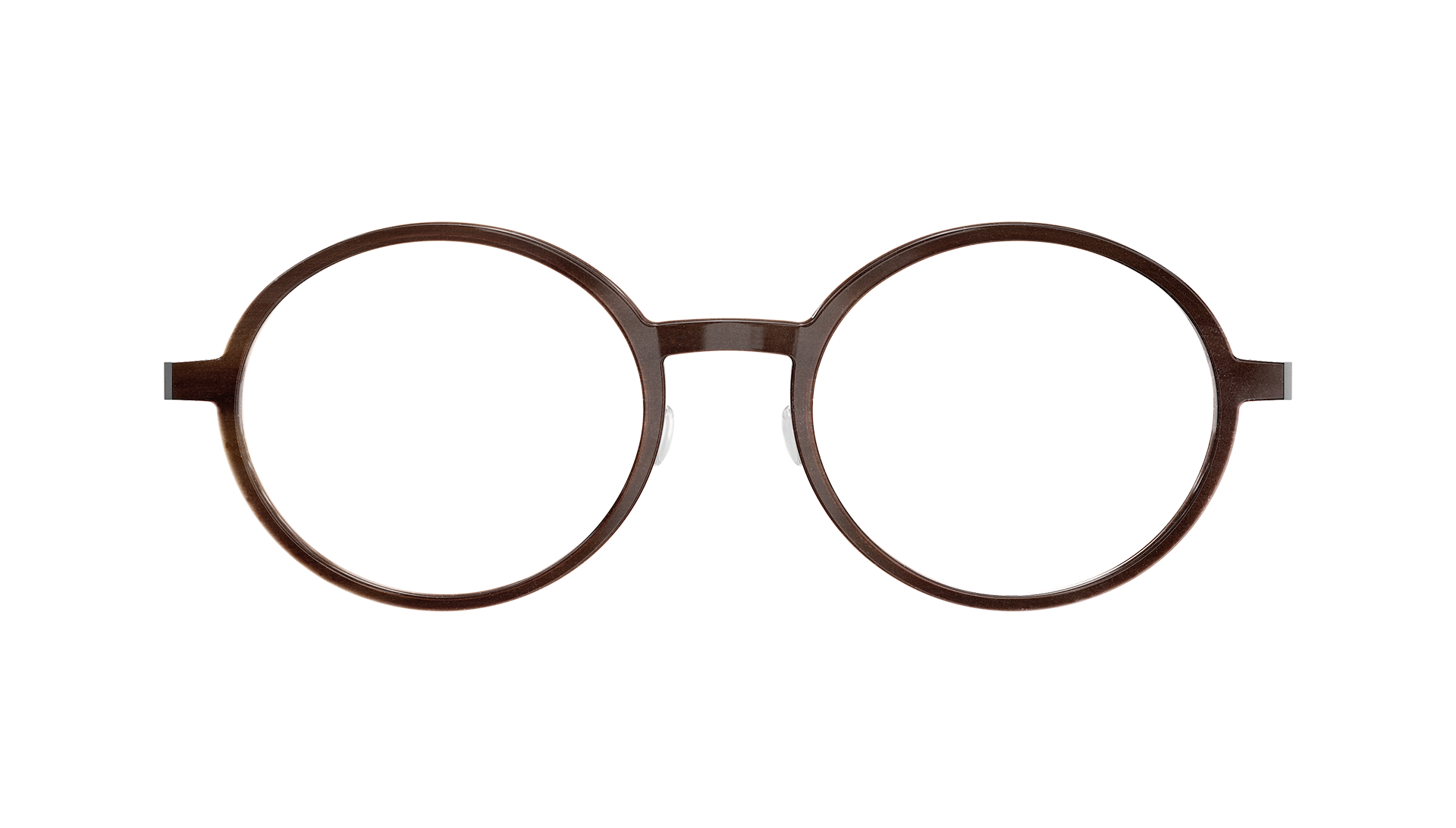 LINDBERG Model 1827 H20 titanium and buffalo horn round glasses in dark brown colour