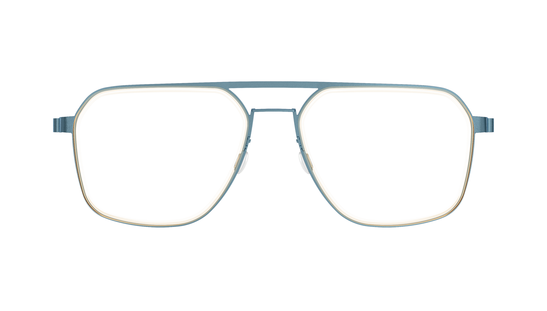 LINDBERG strip, Modell 9753, eckige Pilotenbrille in Blau mit transparenter Innenfassung aus Acetat in Braun