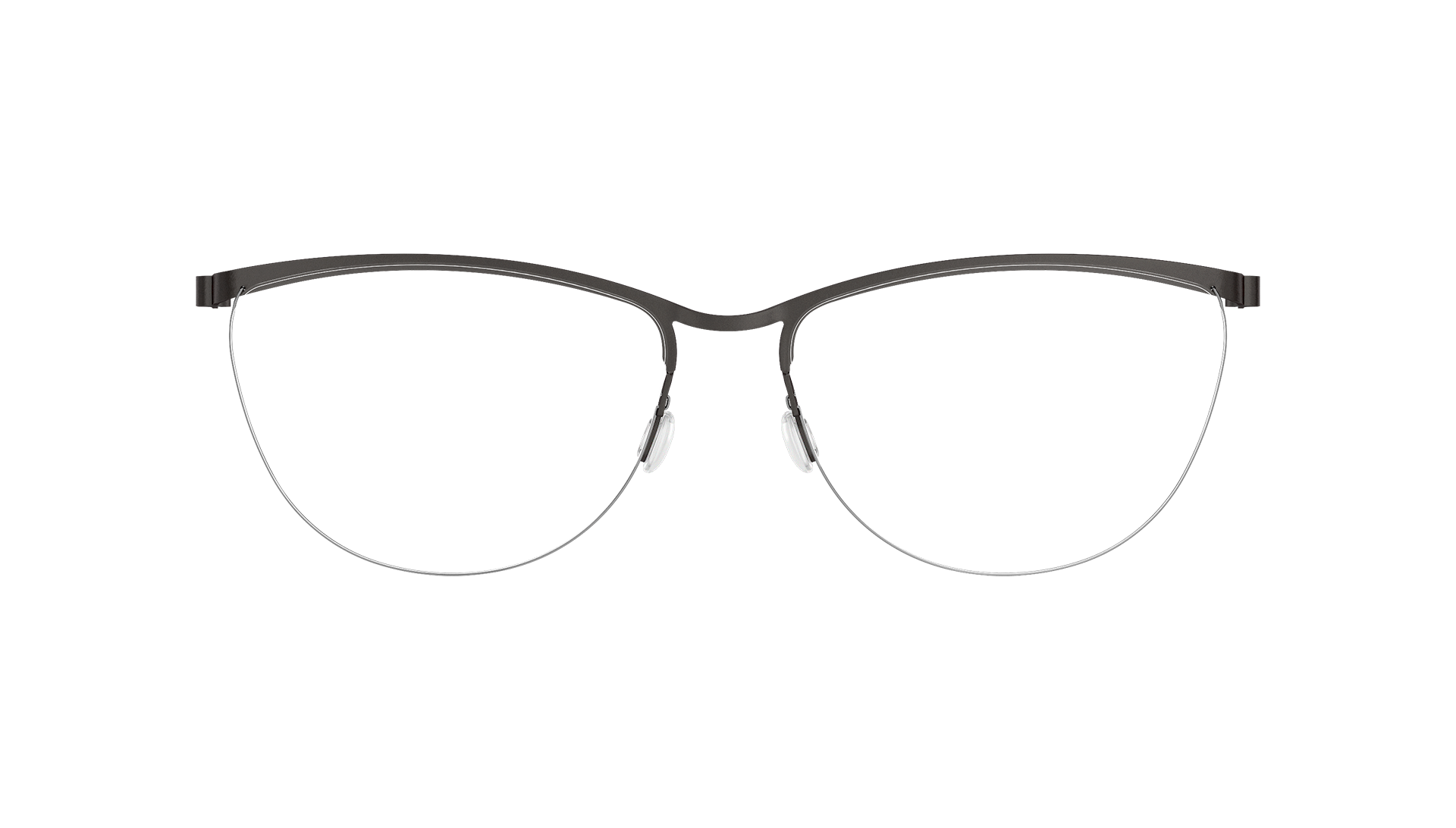 LINDBERG spirit titanium Model 7424 U9 black half rim glasses in a cat eye shape