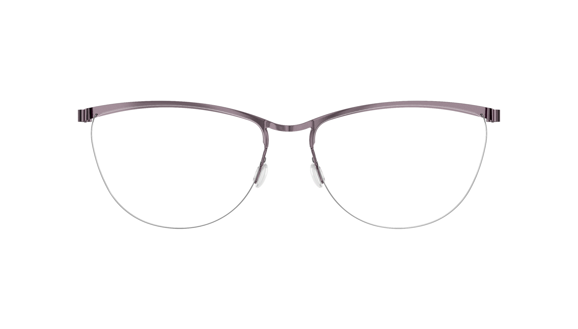 LINDBERG spirit titanium Model 7424 PU14 dark purple half rim cat eye glasses