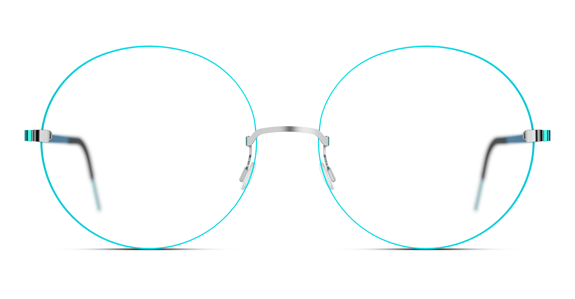 LINDBERG strip3p titanium, Modell 2395 P85, randlose Brille in Türkis mit runden Gläsern