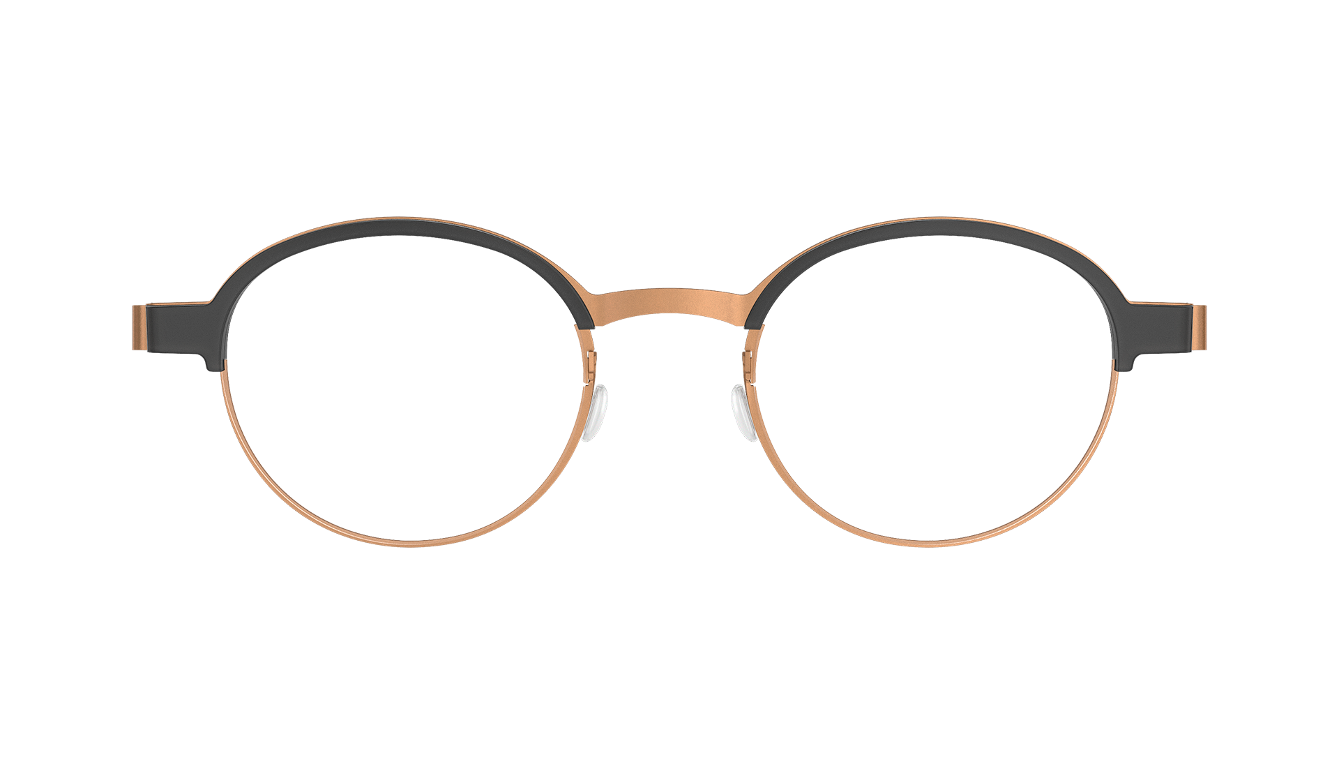 LINDBERG strip titanium Model 9840 black and copper colour round glasses