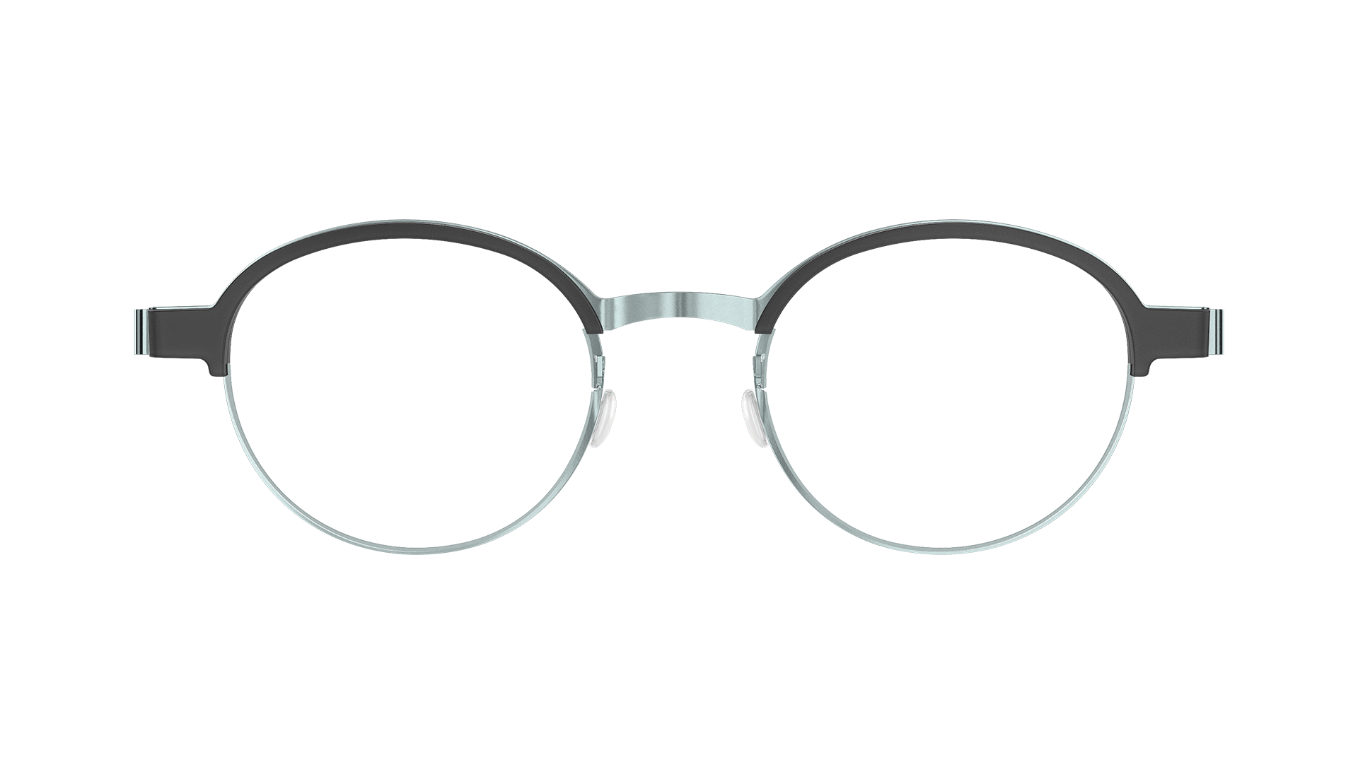 LINDBERG strip titanium, Modell 9840, Halbrandbrille in Panto-Form mit Oberrand in Schwarz