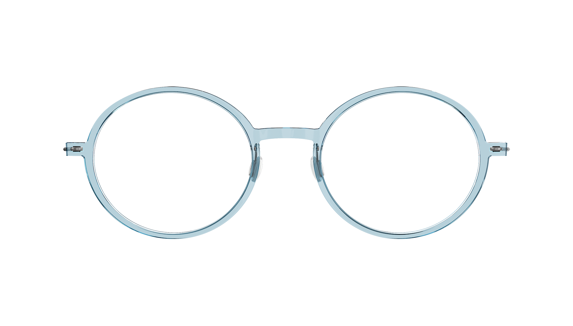 LINDBERG now titanium Model 6523 clear blue glasses in a round shape