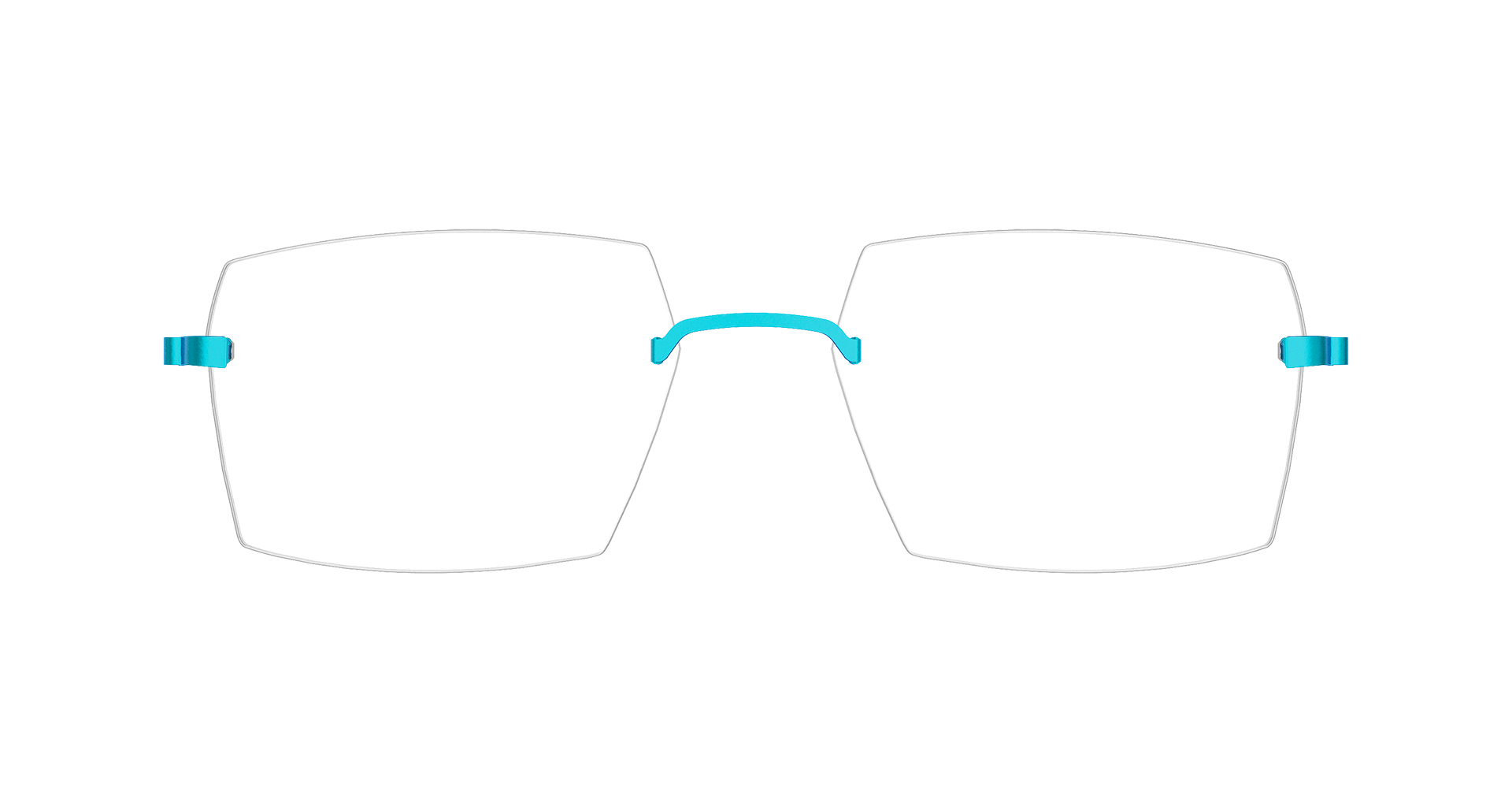 LINDBERG strip3p, Modell 2427 80, randlose Brille mit eckigen Gläsern und blauen Titanbügeln
