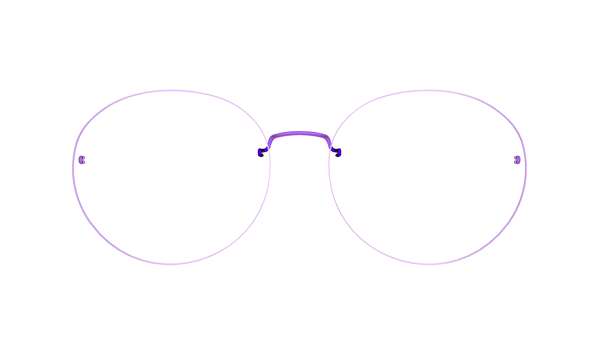 LINDBERG strip3p, Modell 2454 77, randlose Brille mit runden Gläsern und Titanfassung in Lila