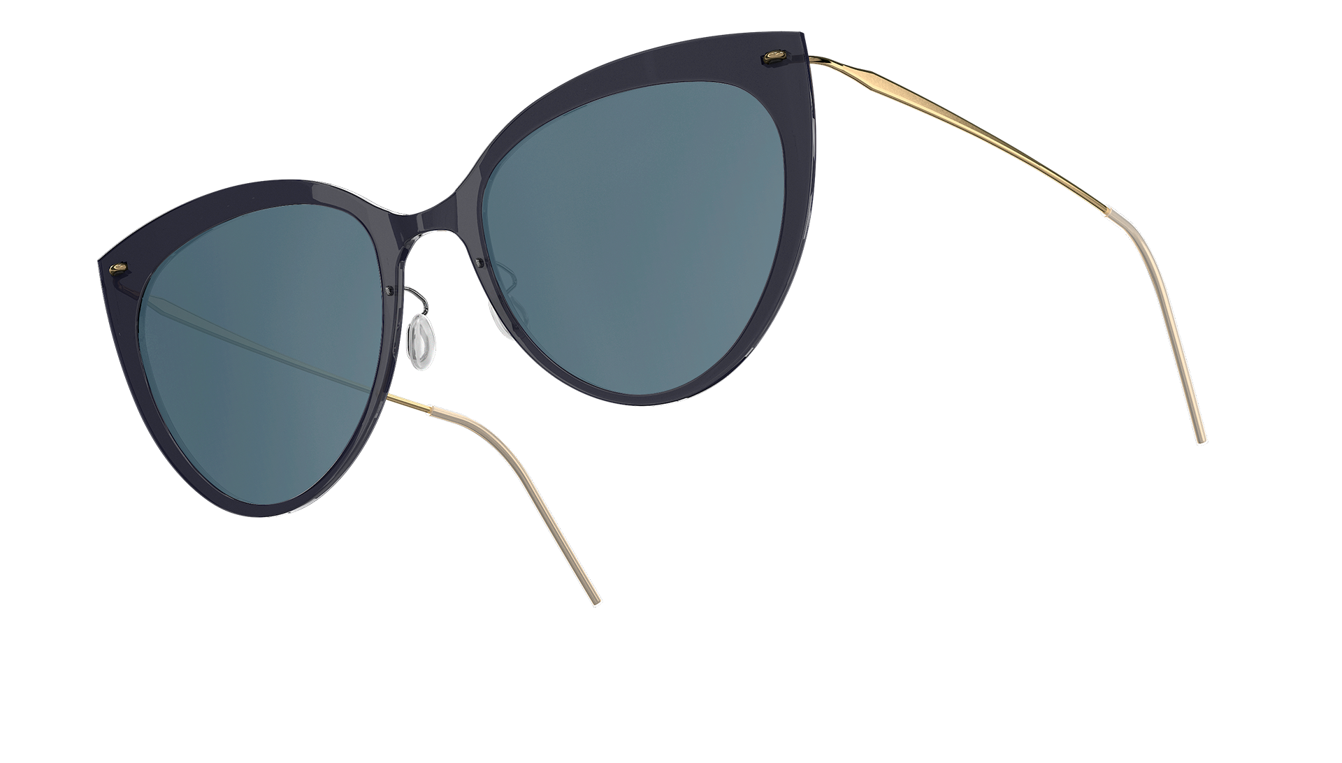 LINDBERG-Modell 8311, schwarze Sonnenbrille im Cateye-Stil mit goldenen Titanbügeln